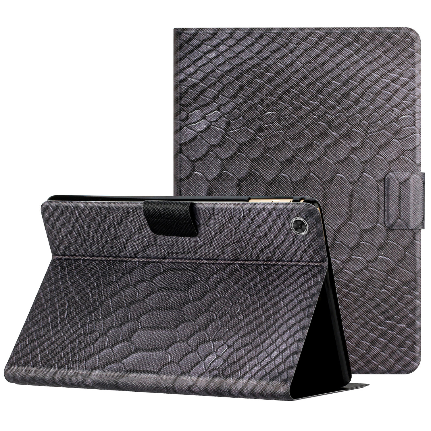 

Für Lenovo Tab M10 (Gen 3) 2022 Krokodilmuster-druck PU Lederkartenhalter Tablette Schutzhülle Drop-proof-flip-ständer Abdeckung - Schwarz, Lenovo Tab M10 (Gen 3)