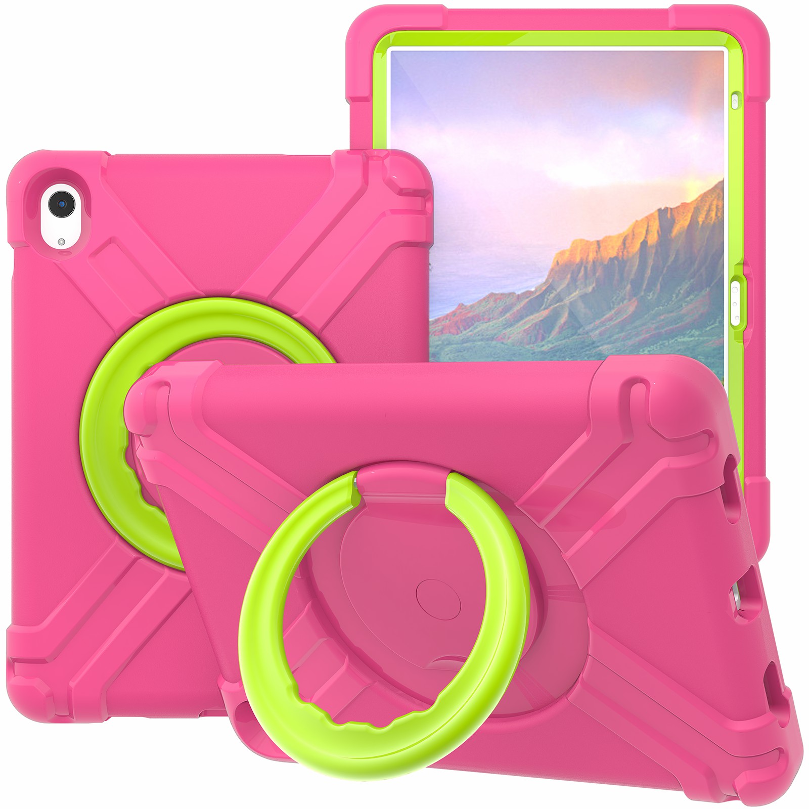 

Для Ipad 10.9 (2022) 360-градусный Ротационный Каркас. - Роза / Трава Зеленая, iPad 10.9 (2022)
