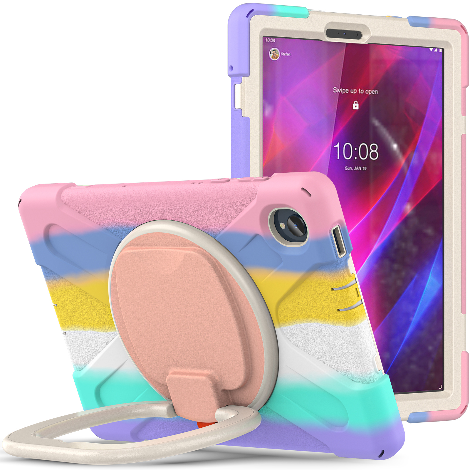 

Für Lenovo Tab M10 Plus 10,3 Zoll X606F / 606x / K10 Stoßdichtungstand Kickstand Pc+silikon -schutzabdeckung - Farbenfrohes Rosa, Lenovo Tab M10 Plus