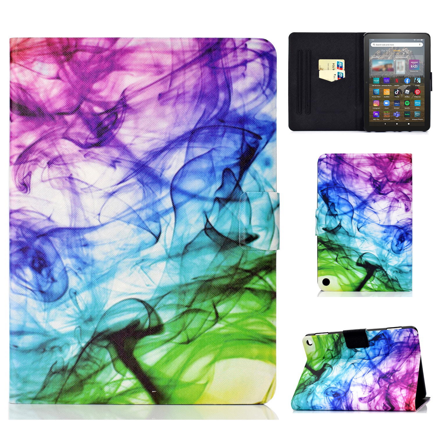 

Für Amazon Fire HD 8 (2022) PU Leder Magnetische Schutzabdeckungsmuster -druckständer Kartenhalter Folio Tablet Hülle - Rauch, Amazon Fire HD 8 (2022)
