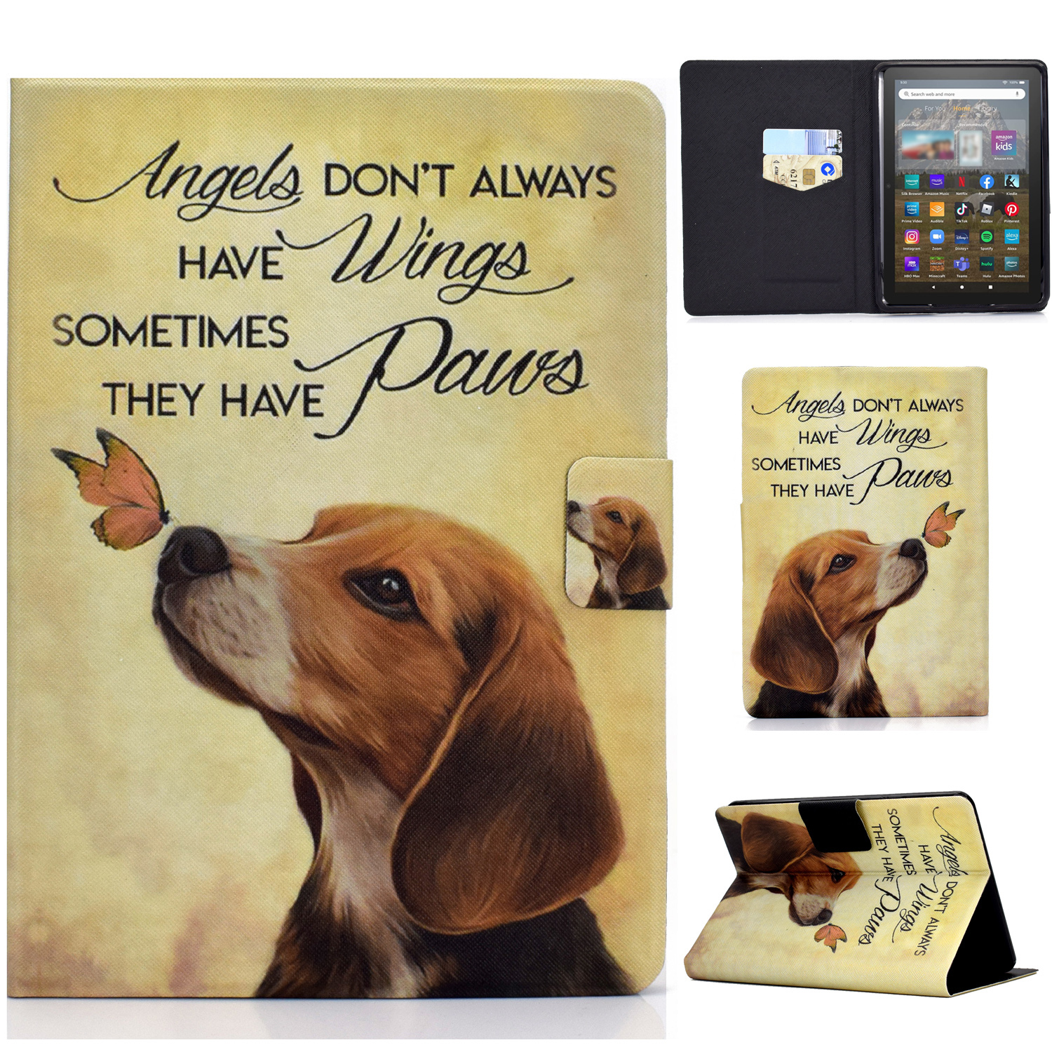 

Für Amazon Kindle 11. Gen (2022) Folio Flip PU Leder -deckungsmuster -druckkartenhalter -schutz Tablet Case - Schmetterling Und Hund, Amazon Kindle 11th Gen (2022)