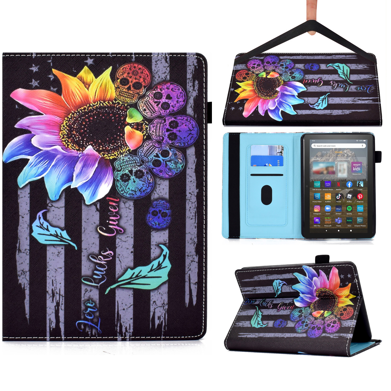 

Für Amazon Kindle 11th Gen (2022) PU Leder Buchstil Flip Tablet Hülle Muster Druckkartenhalter Schockdessicherer Cover Mit Elastizität Band - Sonnenblume, Amazon Kindle 11th Gen (2022)