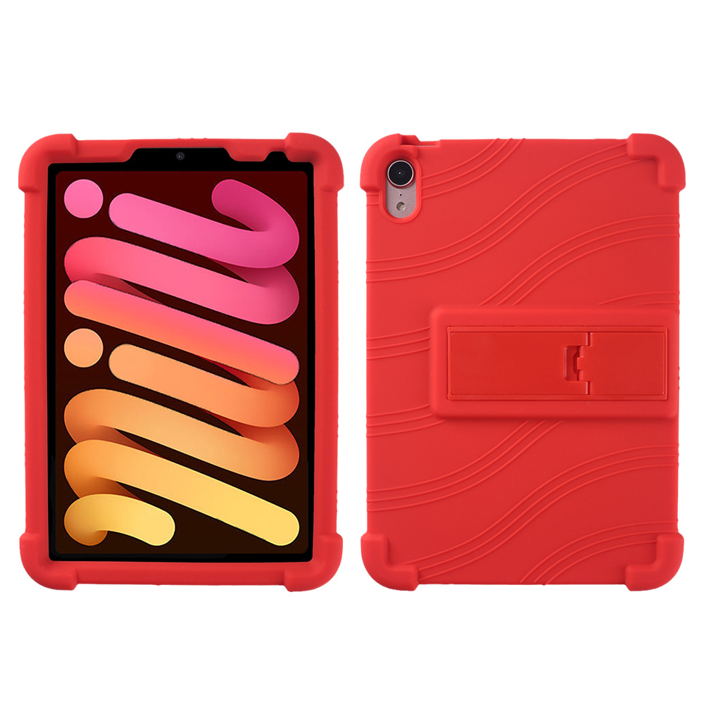

For iPad mini (2021) Kickstand Design Anti-drop Tablet Case Anti-scratch Silicone Protective Cover - Red, iPad mini (2021)