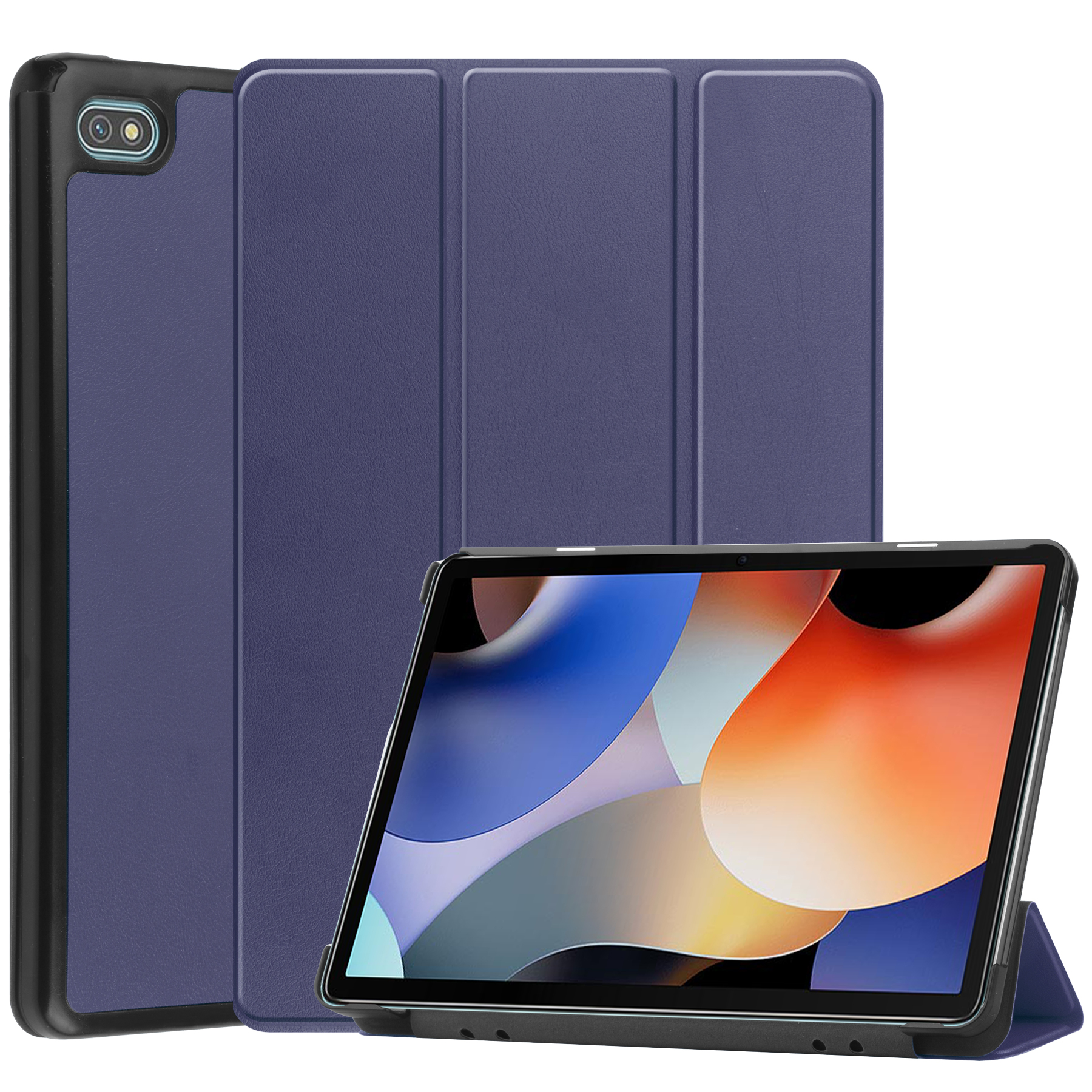 

Für Blackview Oscal Pad 10 Tri-fold PU Leder Tablet Hülle Auto Wake / Schlaf Anti-kratzer-tablettenabdeckung - Blau, Blackview Oscal Pad 10