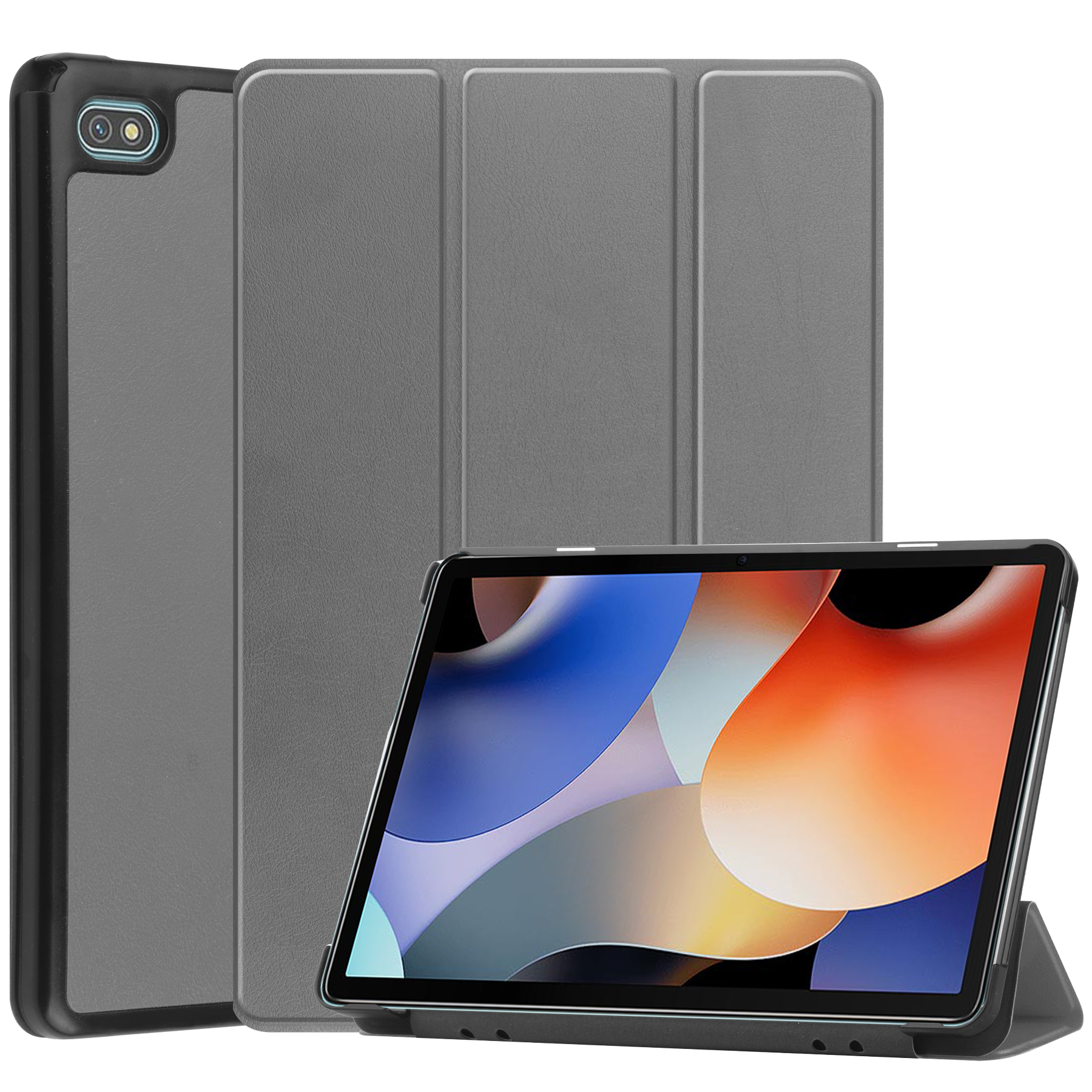 

Für Blackview Oscal Pad 10 Tri-fold PU Leder Tablet Hülle Auto Wake / Schlaf Anti-kratzer-tablettenabdeckung - Grau, Blackview Oscal Pad 10