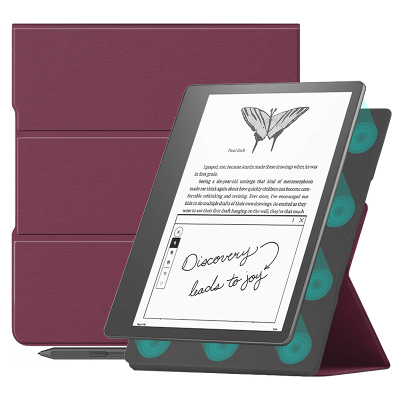 

Für Amazon Kindle Scribe Magnetic E-reader Case PU Lederstand Schutzschutzabdeckung - Weinrot, Amazon Kindle Scribe