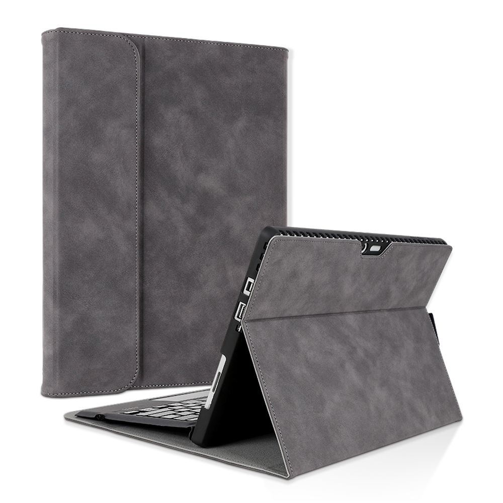 

Für Microsoft Surface Pro 4 / 5 / 6 / 7 PU Leder Tablet Hülle Tastaturabdeckung Mit Stiftschleifenhalter - Grau, Microsoft Surface Pro 4