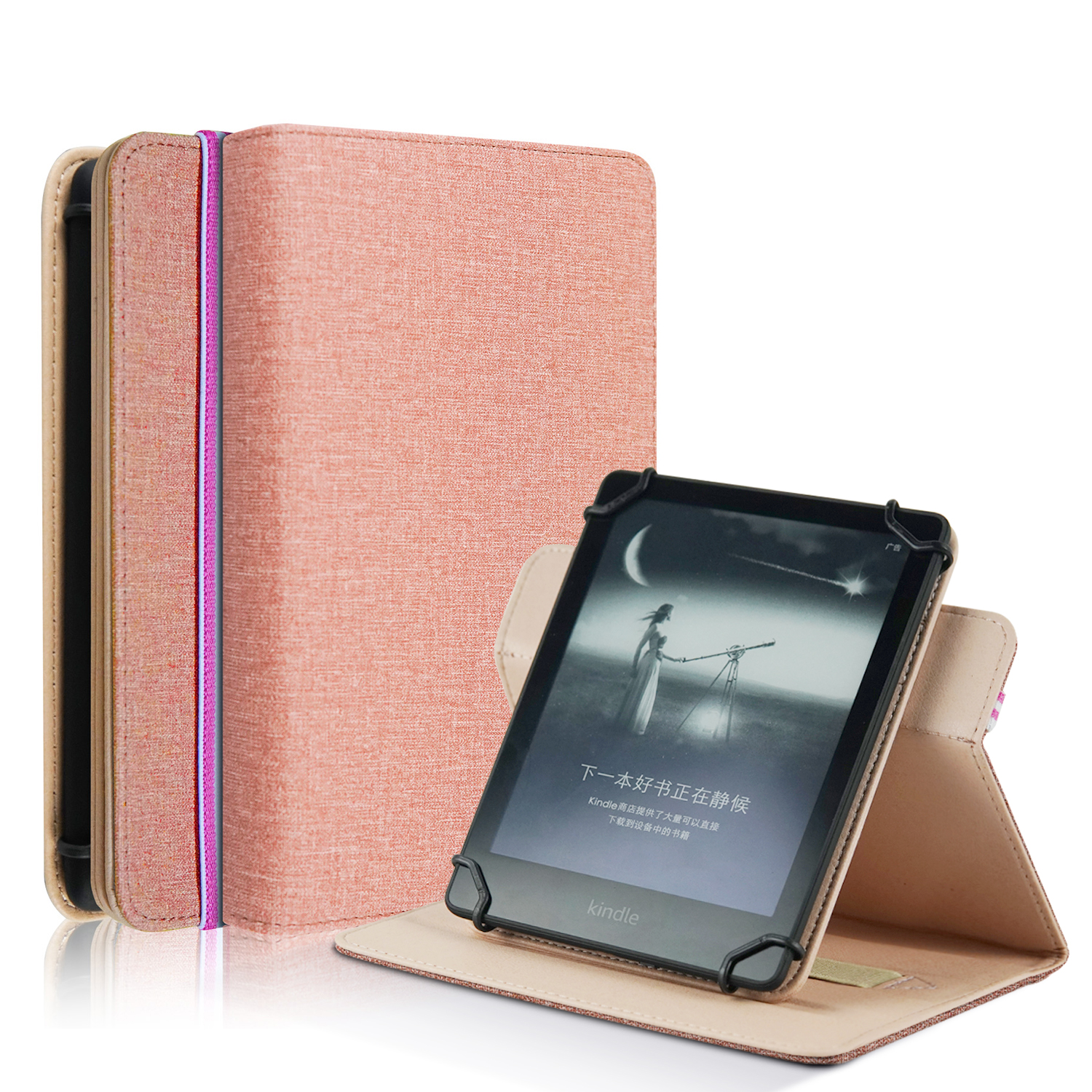 

Universelle Koffer Für 6 -zoll -tabletten Ereader PU Lederhülse Ständer Cover Mit Handgurt - Roségold, Universal
