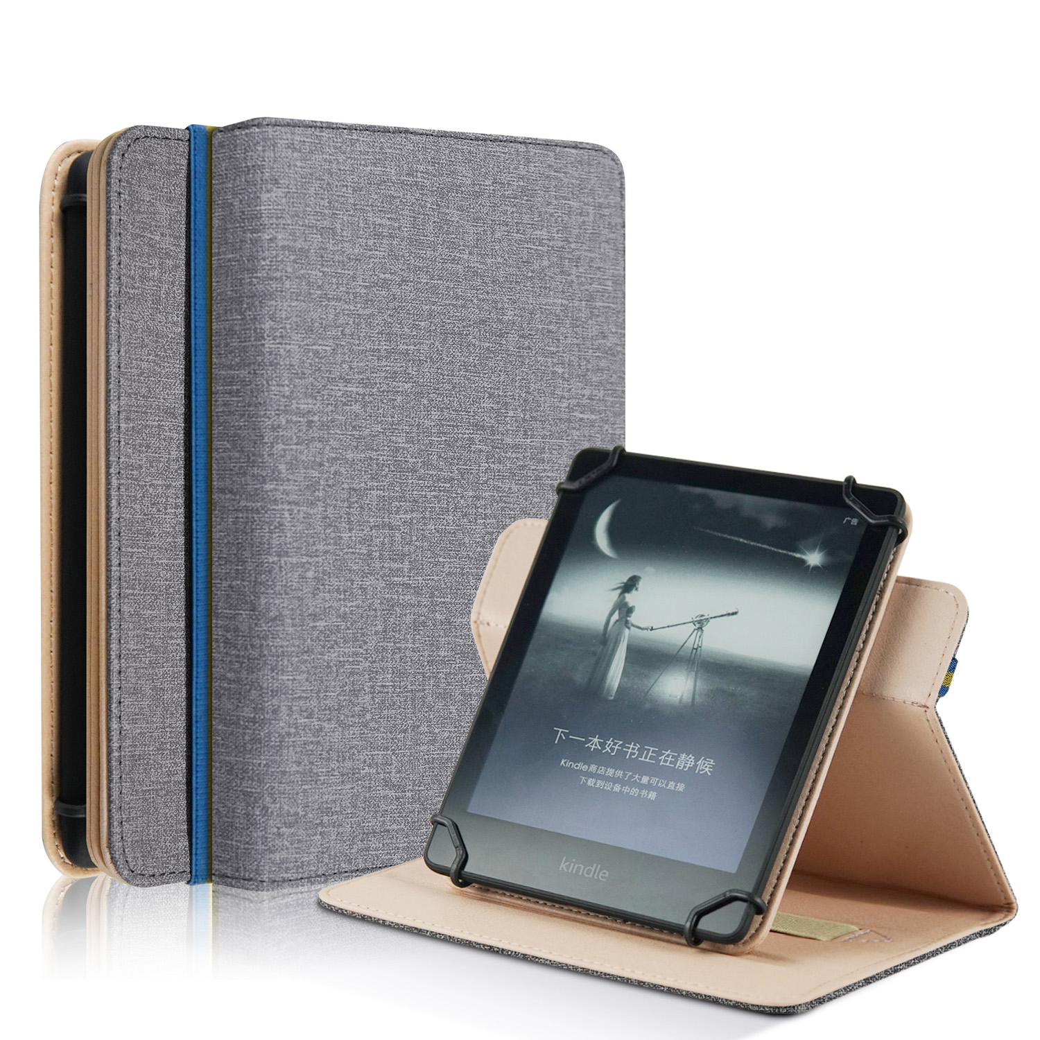 

Universelle Koffer Für 6 -zoll -tabletten Ereader PU Lederhülse Ständer Cover Mit Handgurt - Grau, Universal