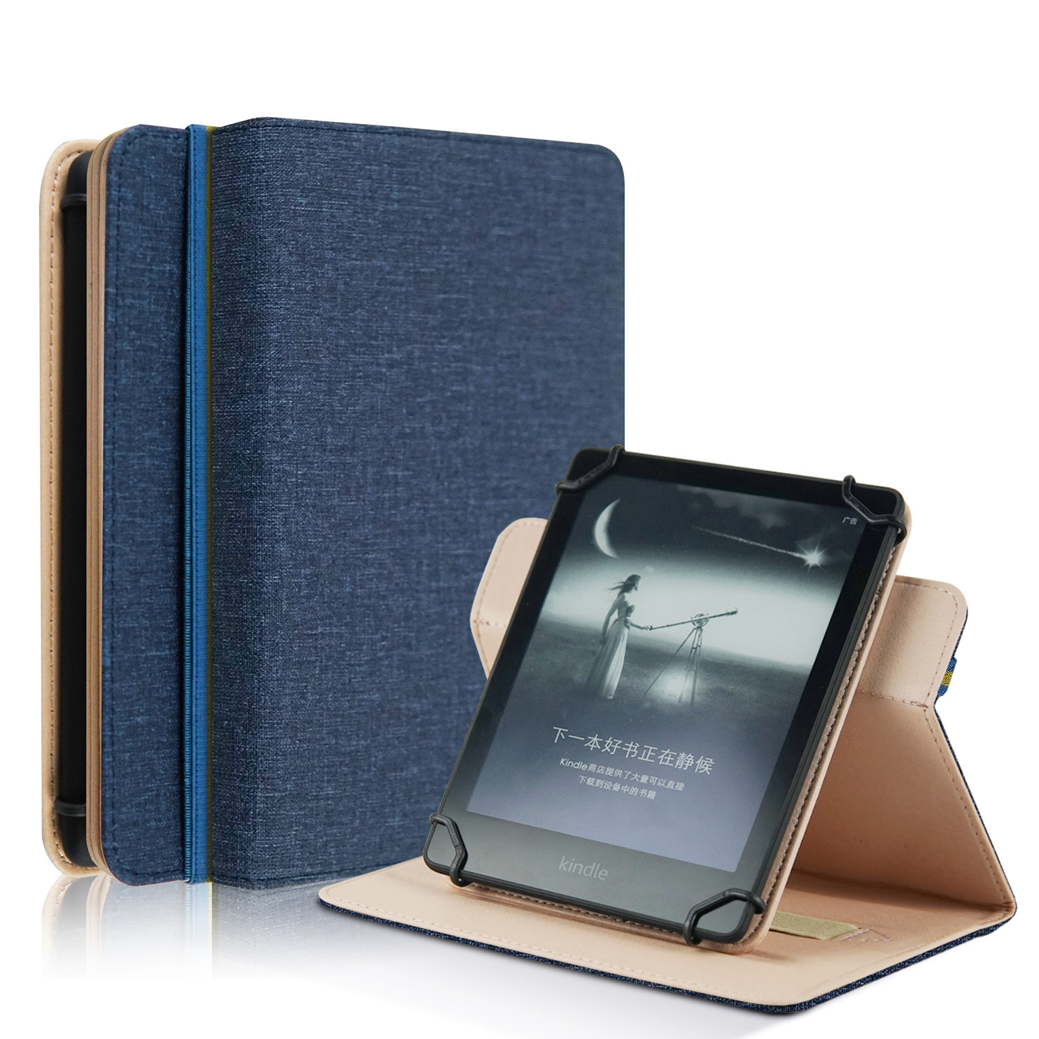 

Universelle Koffer Für 6 -zoll -tabletten Ereader PU Lederhülse Ständer Cover Mit Handgurt - Dunkelblau, Universal