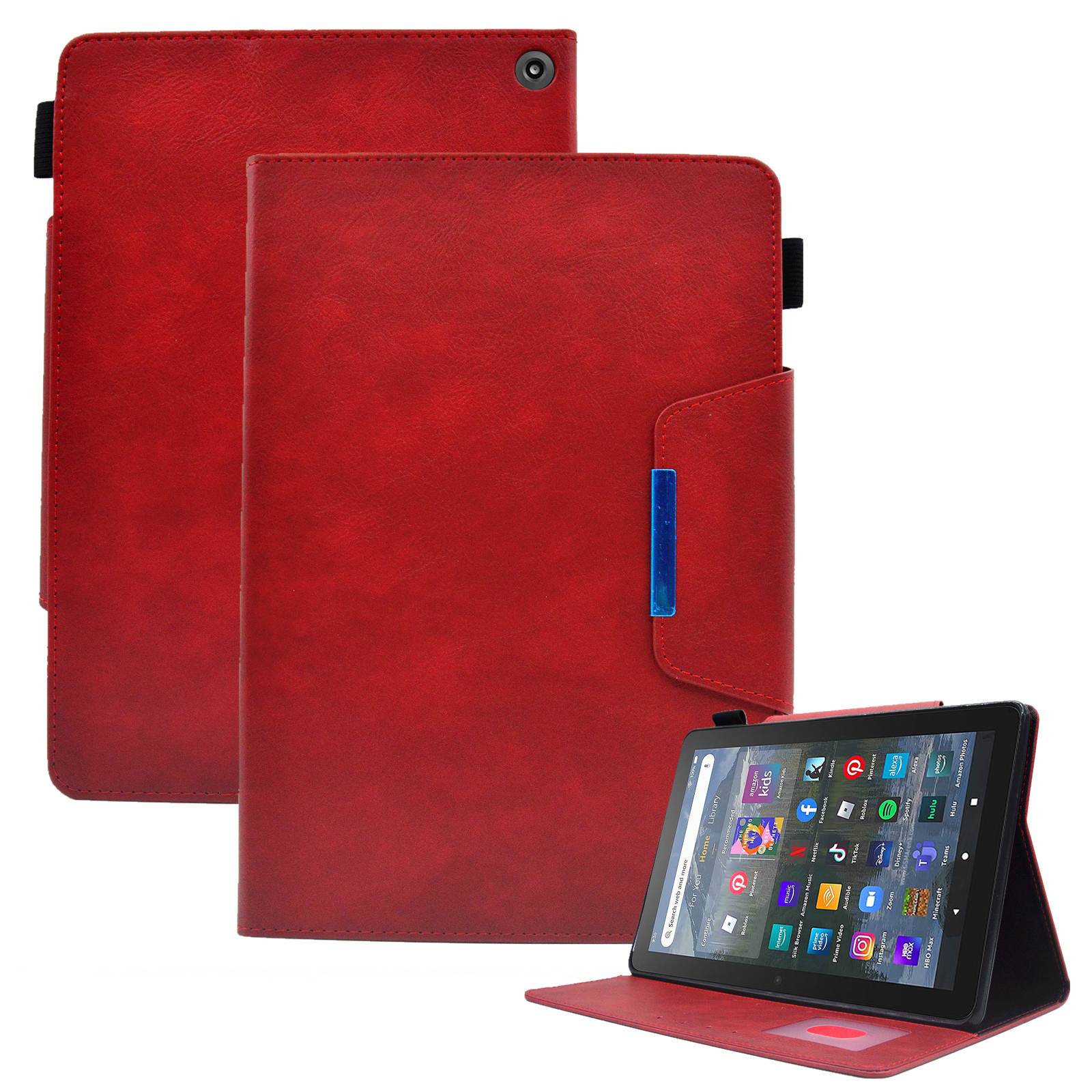 

Für Amazon Fire HD 8 (2020) /(2022) / 8 Plus (2022) /(2020) Leder Tablet Hülle Brieftasche Slim Tablet Cover - Rot, Amazon Fire HD 8 (2020)