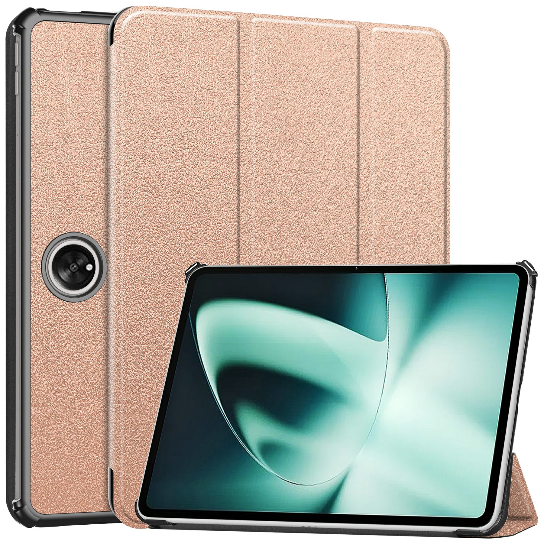 

Für OnePlus Pad Tri-fold Stand Tablet Case Auto Wake / Schlaftafel Lederabdeckung - Roségold, OnePlus Pad