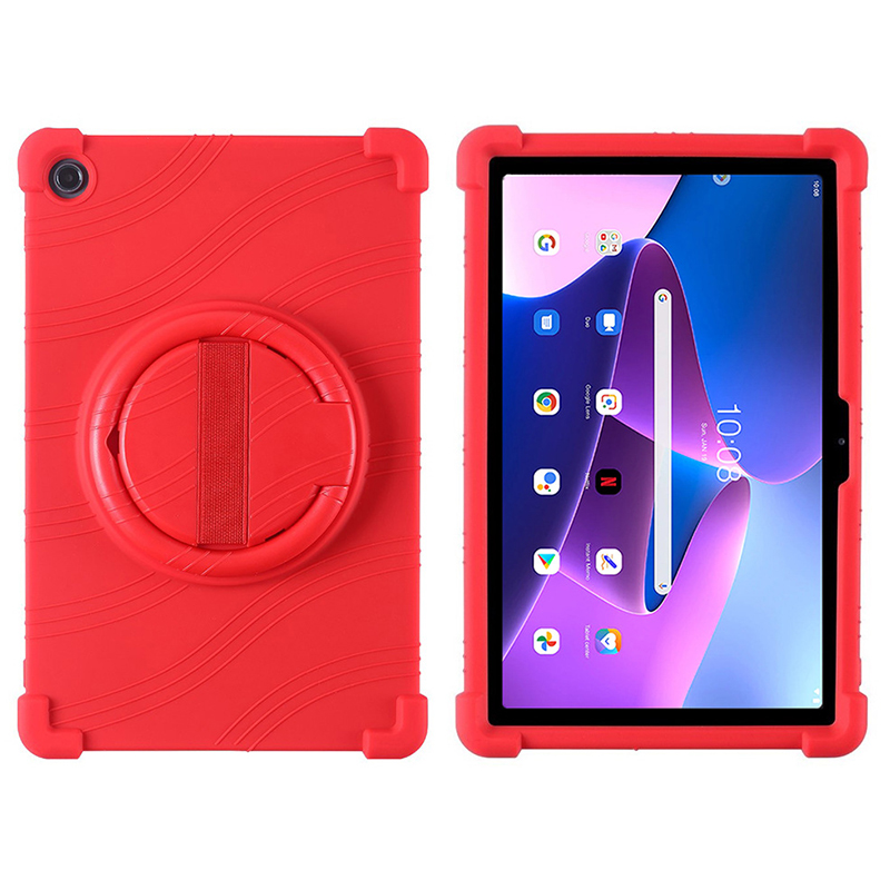 

Für Lenovo Xiaoxin Pad 2022 10,6 Zoll TB125FU / TB128FU Pc+silicon Tablet -hülle Rotierender Kickstand Cover - Rot, Lenovo Xiaoxin Pad 2022 10.6 inch