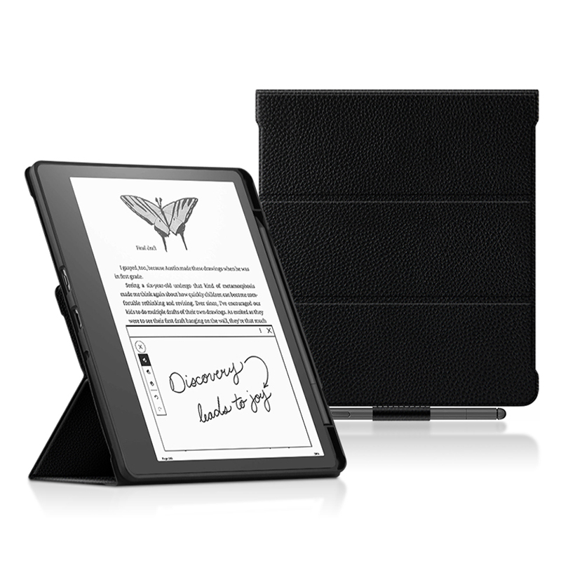 

Für Amazon Kindle Scribe Cowhide Leder Hülle Stiftschleifenhalter Faltbarer Stand E-reader Cover, Amazon Kindle Scribe