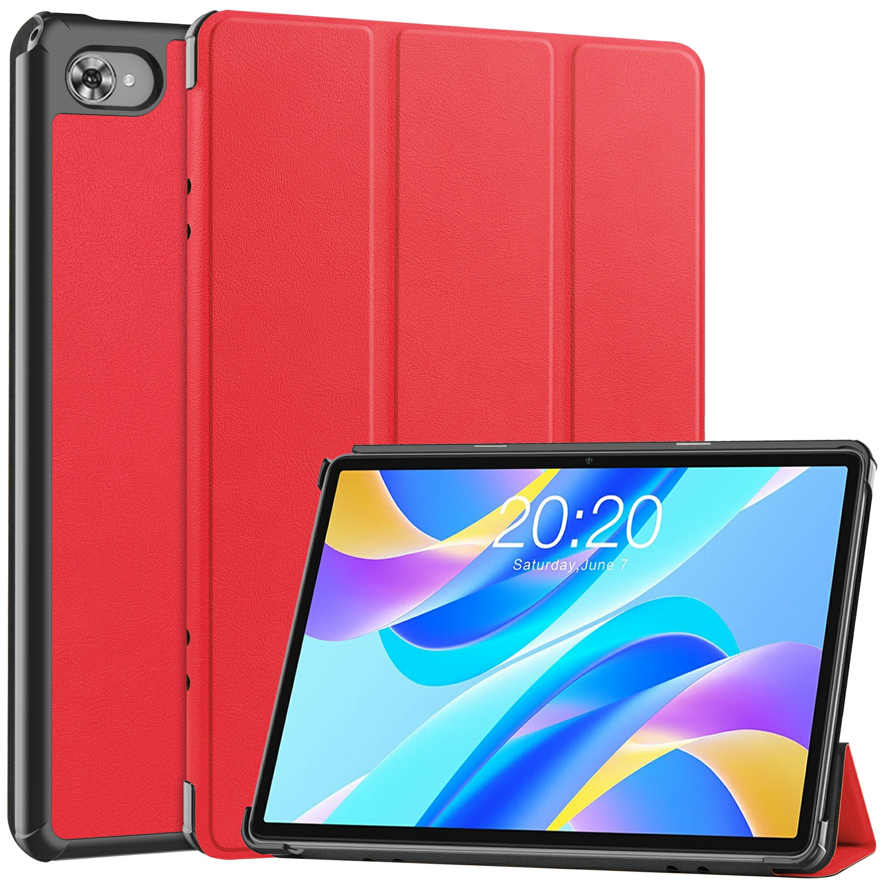 

Für Teclast M40 Plus / Teclast P40HD / Teclast P30S Tri-fold Stand Tablet Hülle PU Leder Auto Wake / Schlafabdeckung - Rot, Teclast M40 Plus