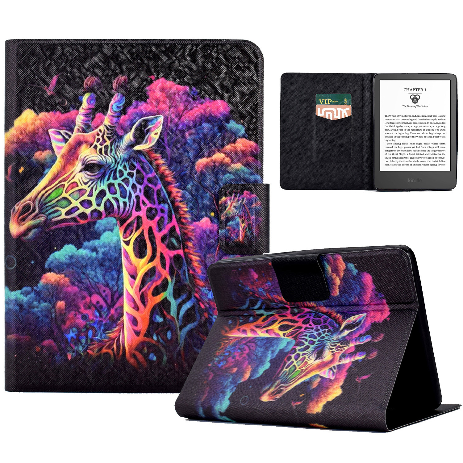 

Muster Bedruckte Lederabdeckung Für Amazon Kindle 11. Generation (2022) Hülle Anti-droge-tablet-abdeckung Mit Kartenhalter - Giraffe, Amazon Kindle 11th Gen (2022)