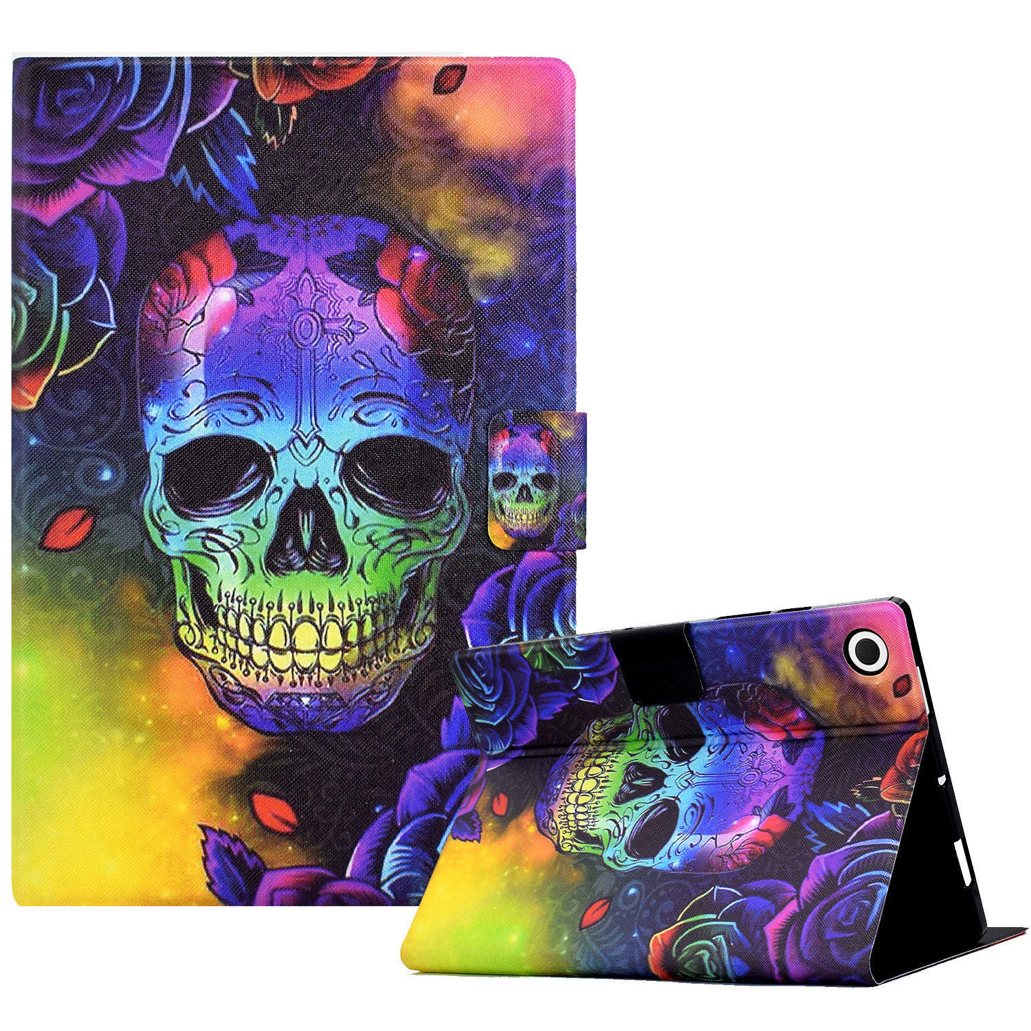 

Muster Bedruckte Lederabdeckung Für Samsung Galaxy Tab A8 10.5 (2021) X205 / X200 Kartenschlitze Tablet Case - Schädel, Galaxy Tab A8 10.5 (2021)