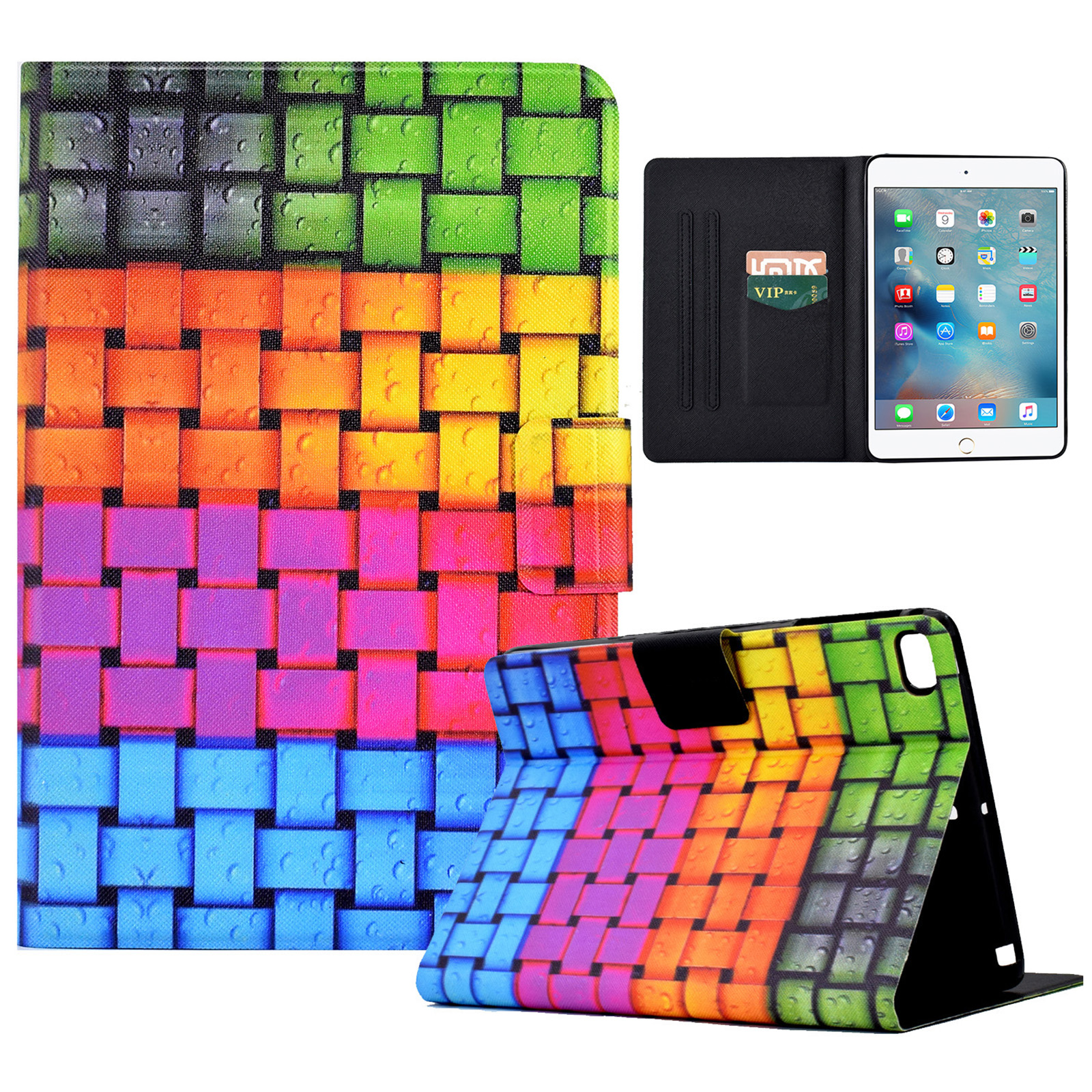 

für ipad mini (2019) 7,9 zoll / mini 4 / 3 / 2 / ipad mini tablet leder -häuse muster druckkartenhalter abdeckung - strickstreifen, iPad mini (2019) 7.9 inch