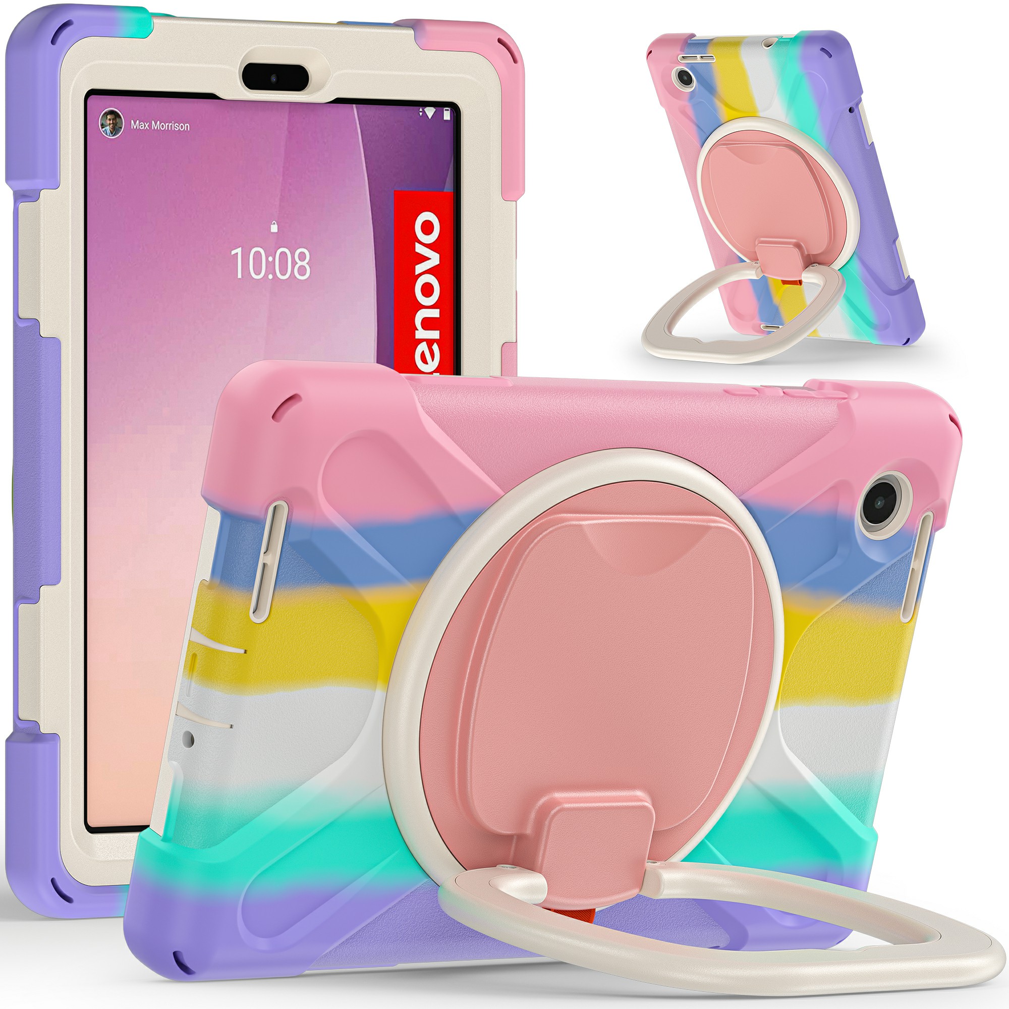 

Tablet -hülle Für Lenovo Tab M8 Gen 4 PC + Silikon -rotary -kickstand Handgriffschutzabdeckung - Farbenfrohes Rosa, Lenovo Tab M8 Gen 4