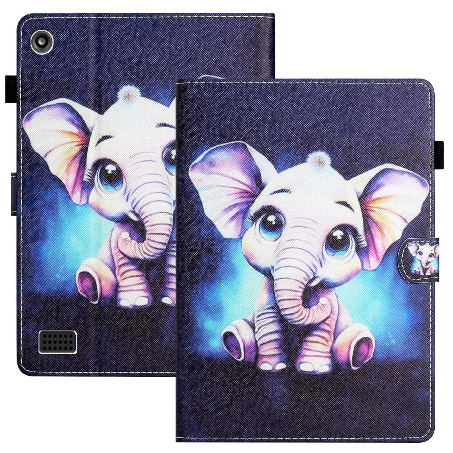 

Für Amazon Fire 7 (2015) /(2017) /(2019) PU Leather E-reader-hülle-muster-druckstandkartenhalterabdeckung - Elefant, Amazon Fire 7 2015