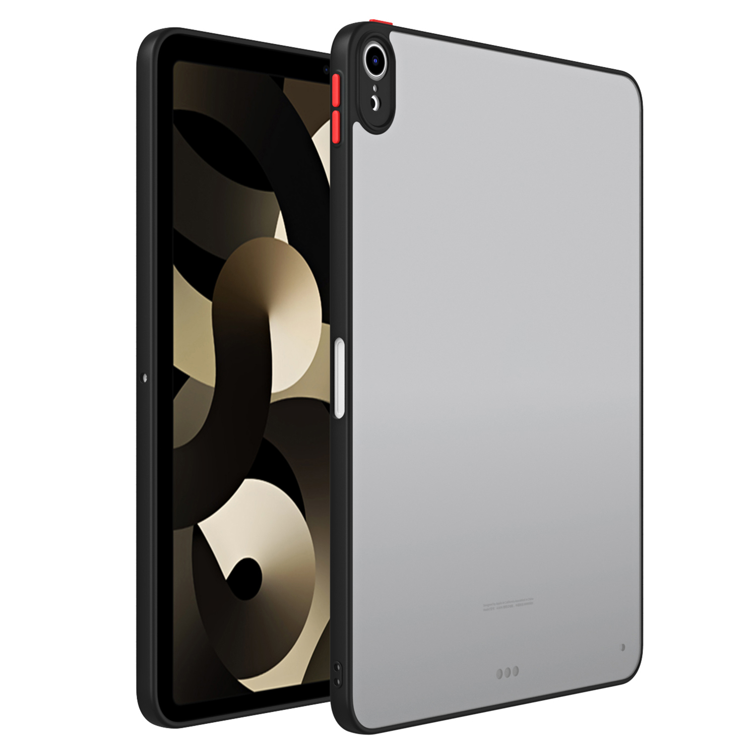 

Für Ipad Air (2020) /(2022) Matte Tablet Case Kontrast Farbe PC+TPU Transparente Tablet -abdeckung - Schwarz, iPad Air (2020)