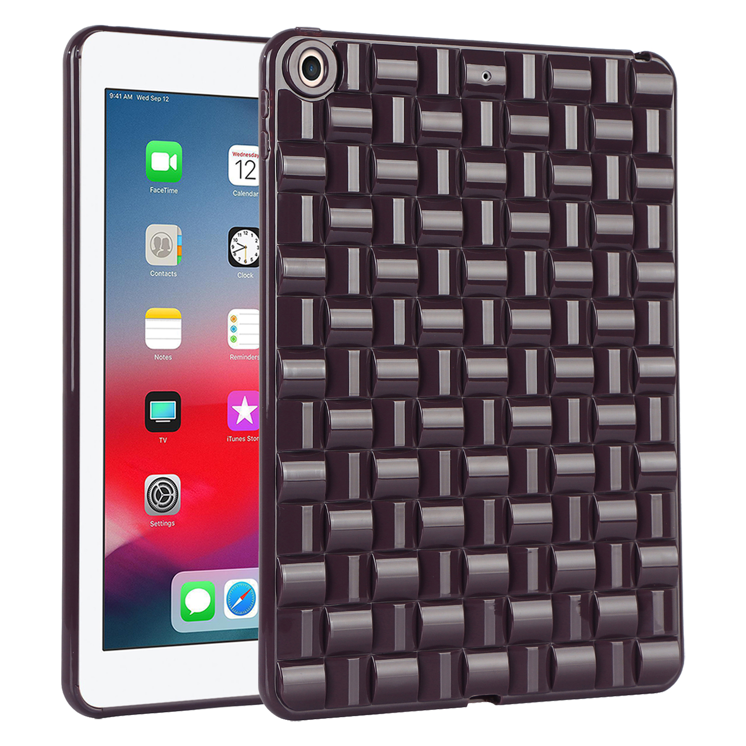 

Für Ipad 9,7 Zoll (2017) / 9,7-zoll (2018) Anti-dro-drop-weiche Tpu-hülle Gewebter Textur-schutztablettenabdeckung - Weinrot, iPad 9.7-inch (2017)