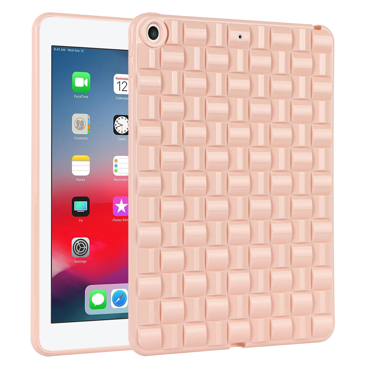 

Für Ipad 9,7 Zoll (2017) / 9,7-zoll (2018) Anti-dro-drop-weiche Tpu-hülle Gewebter Textur-schutztablettenabdeckung - Rosa, iPad 9.7-inch (2017)