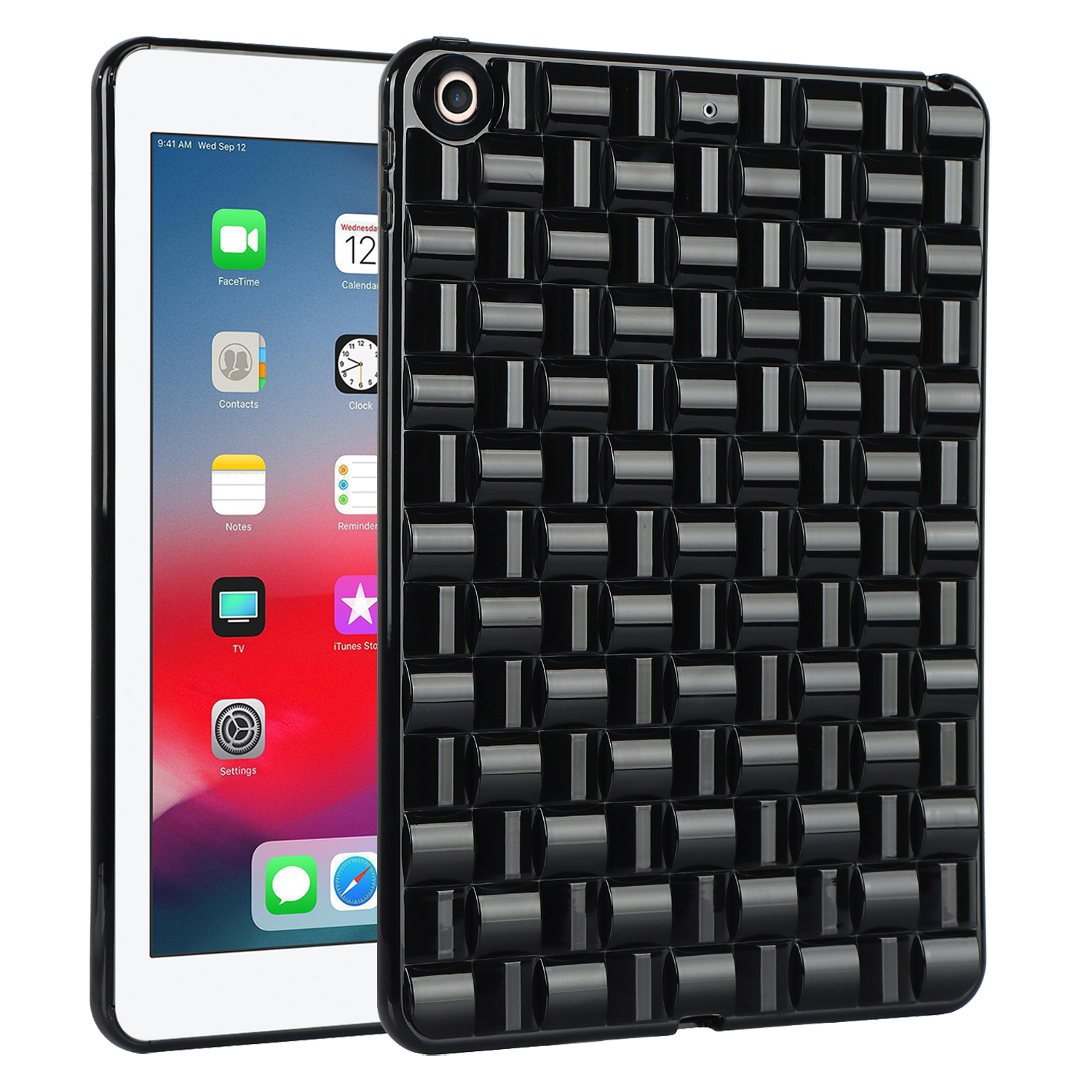 

Für Ipad 9,7 Zoll (2017) / 9,7-zoll (2018) Anti-dro-drop-weiche Tpu-hülle Gewebter Textur-schutztablettenabdeckung - Schwarz, iPad 9.7-inch (2017)
