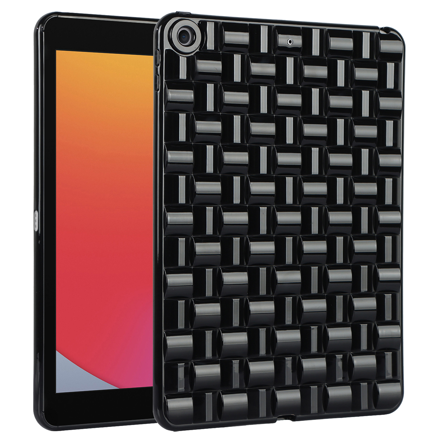 

Für Das Ipad 10.2 (2021) /(2019) /(2020) Soft Tpu-hülle Schutz Tablettenabdeckung Gewebter Textur Anti-slip-fall - Schwarz, iPad 10.2 (2021)