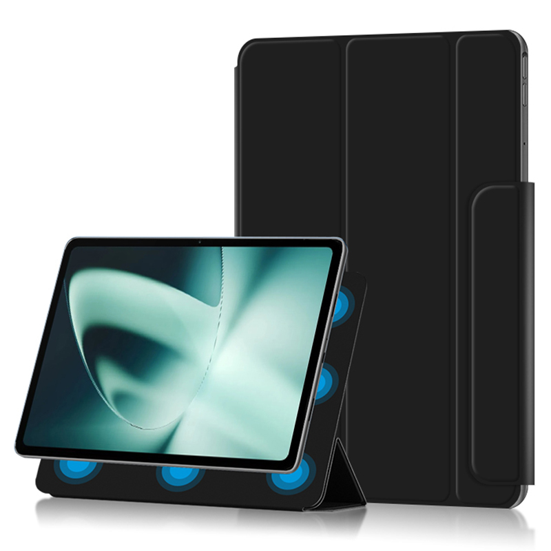 

Für Oneplus-pad-pu-ledertafel-hülle Magnetische Tri-fache Schutzabdeckung Mit Ständer - Schwarz, OnePlus Pad