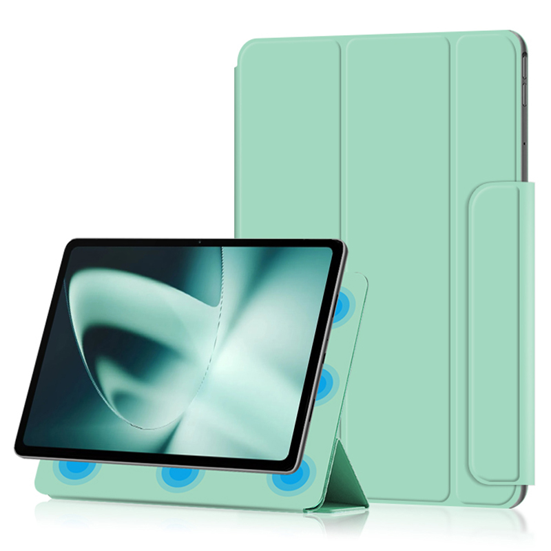 

Für Oneplus-pad-pu-ledertafel-hülle Magnetische Tri-fache Schutzabdeckung Mit Ständer - Cyan, OnePlus Pad