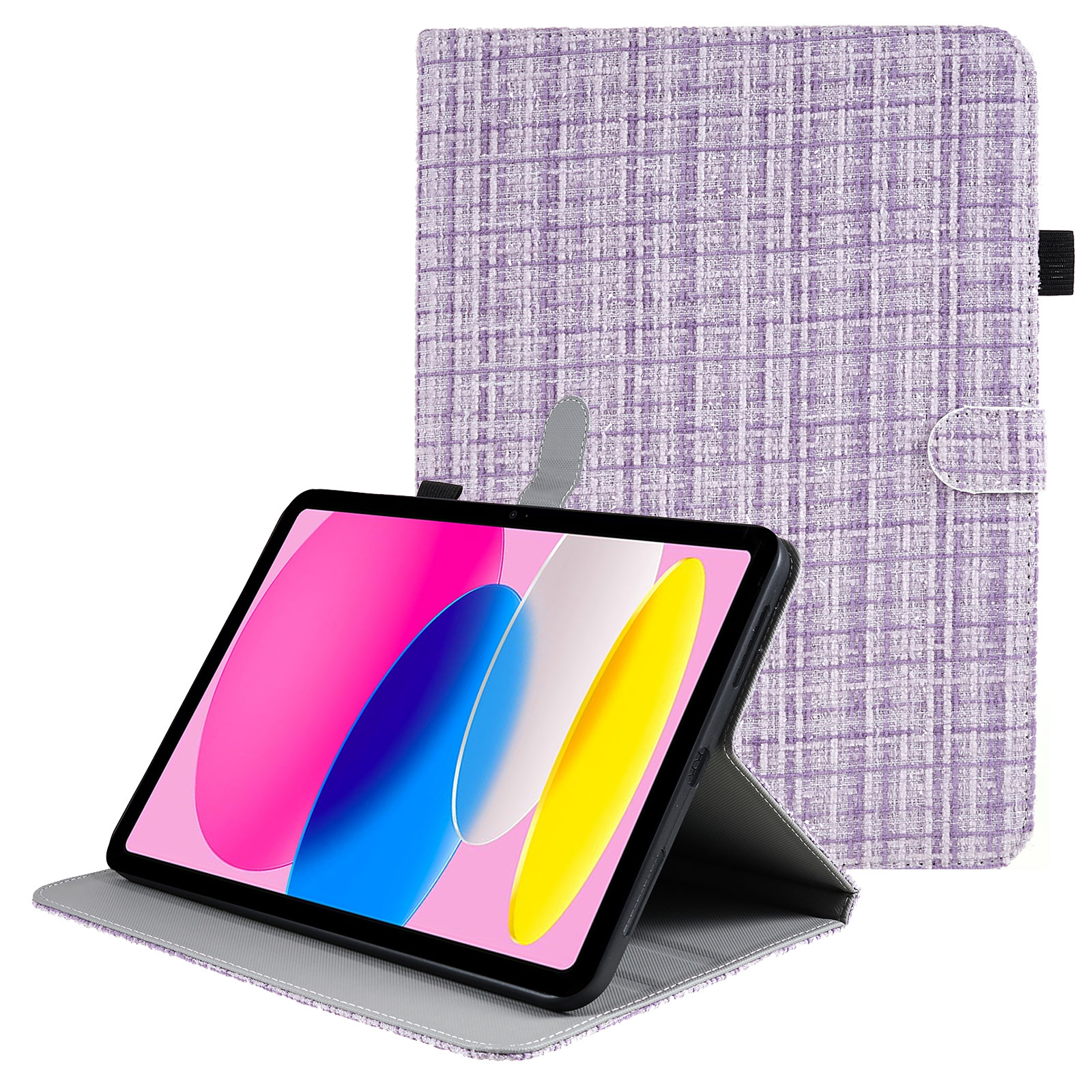 

Für Ipad 10.9 (2022) Gewebt / Gittermuster Tablet Hülle Klappständer PU Leder Drop-sof-abdeckung - Gewebtes Lila, iPad 10.9 (2022)