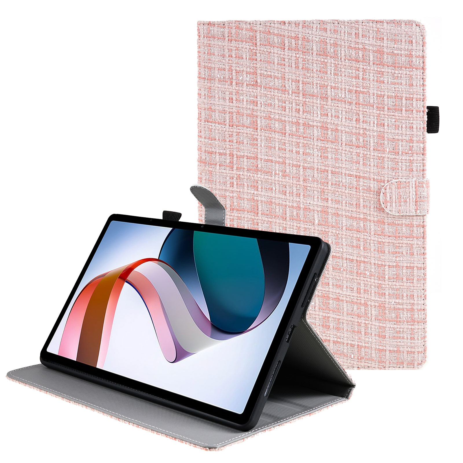 

Für Xiaomi Redmi Pad Gewebt / Grid Muster Tablet Hülle PU Leder Flip Ständer Stoßdichter Deckung - Gewebt Rosa, Xiaomi Redmi Pad
