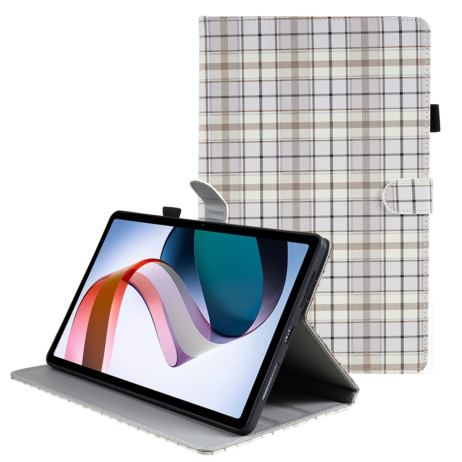 

Für Xiaomi Redmi Pad Gewebt / Grid Muster Tablet Hülle PU Leder Flip Ständer Stoßdichter Deckung - Raster Weiß, Xiaomi Redmi Pad