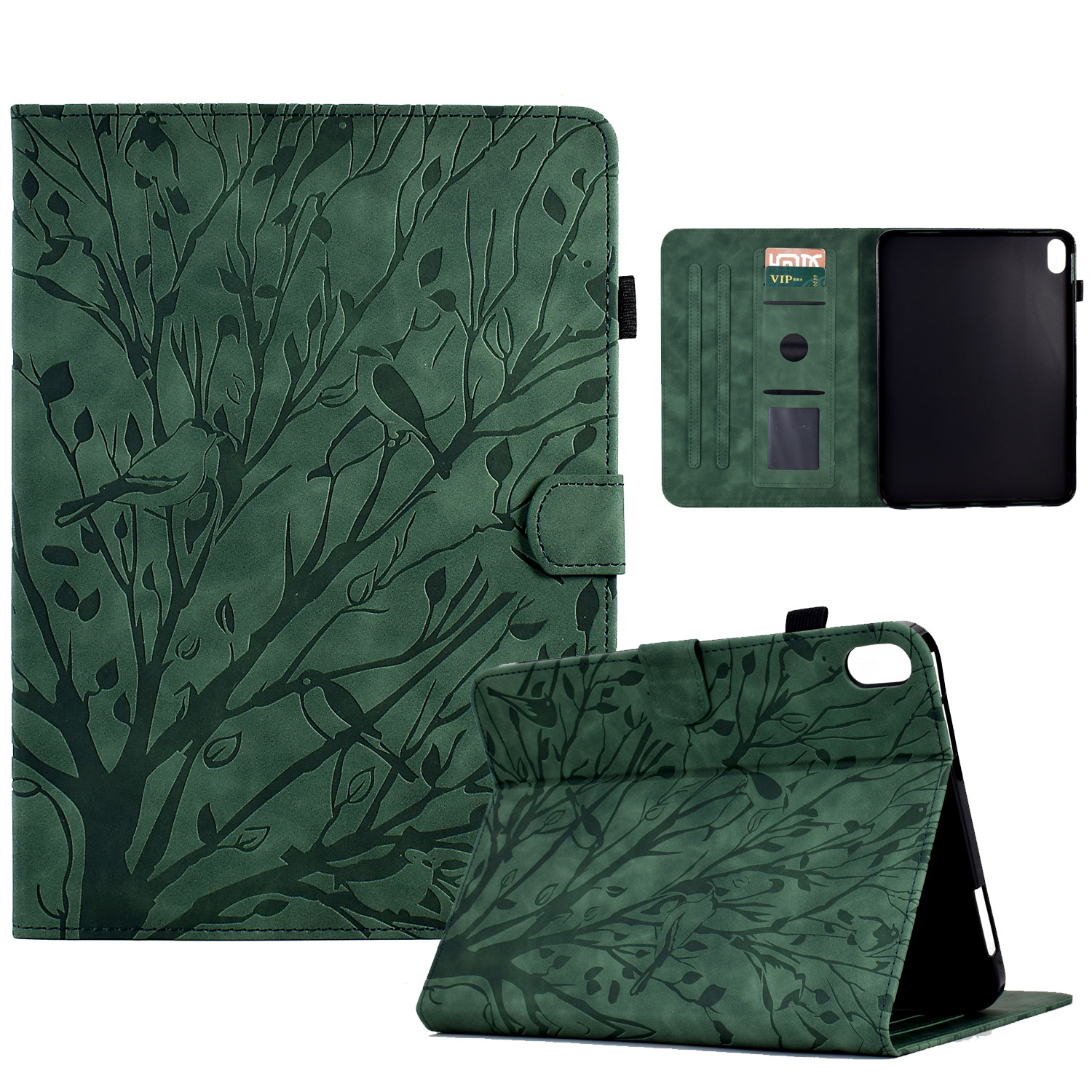 

Gedruckter Baum PU Leder Tablet Hülle Für Ipad 10.9 (2022), Standkartenhalter -tablet -abdeckung - Grün, iPad 10.9 (2022)