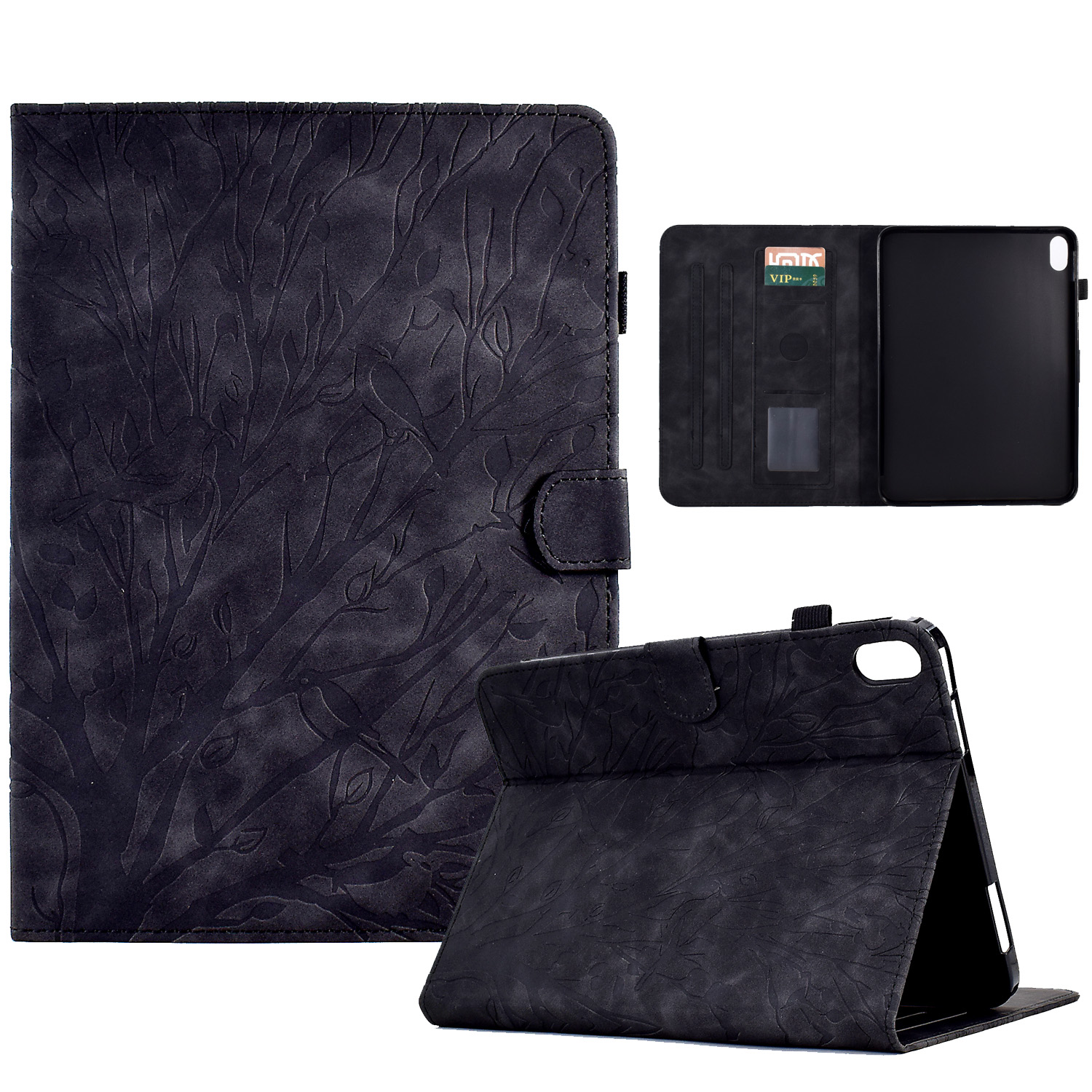 

Gedruckter Baum PU Leder Tablet Hülle Für Ipad 10.9 (2022), Standkartenhalter -tablet -abdeckung - Schwarz, iPad 10.9 (2022)