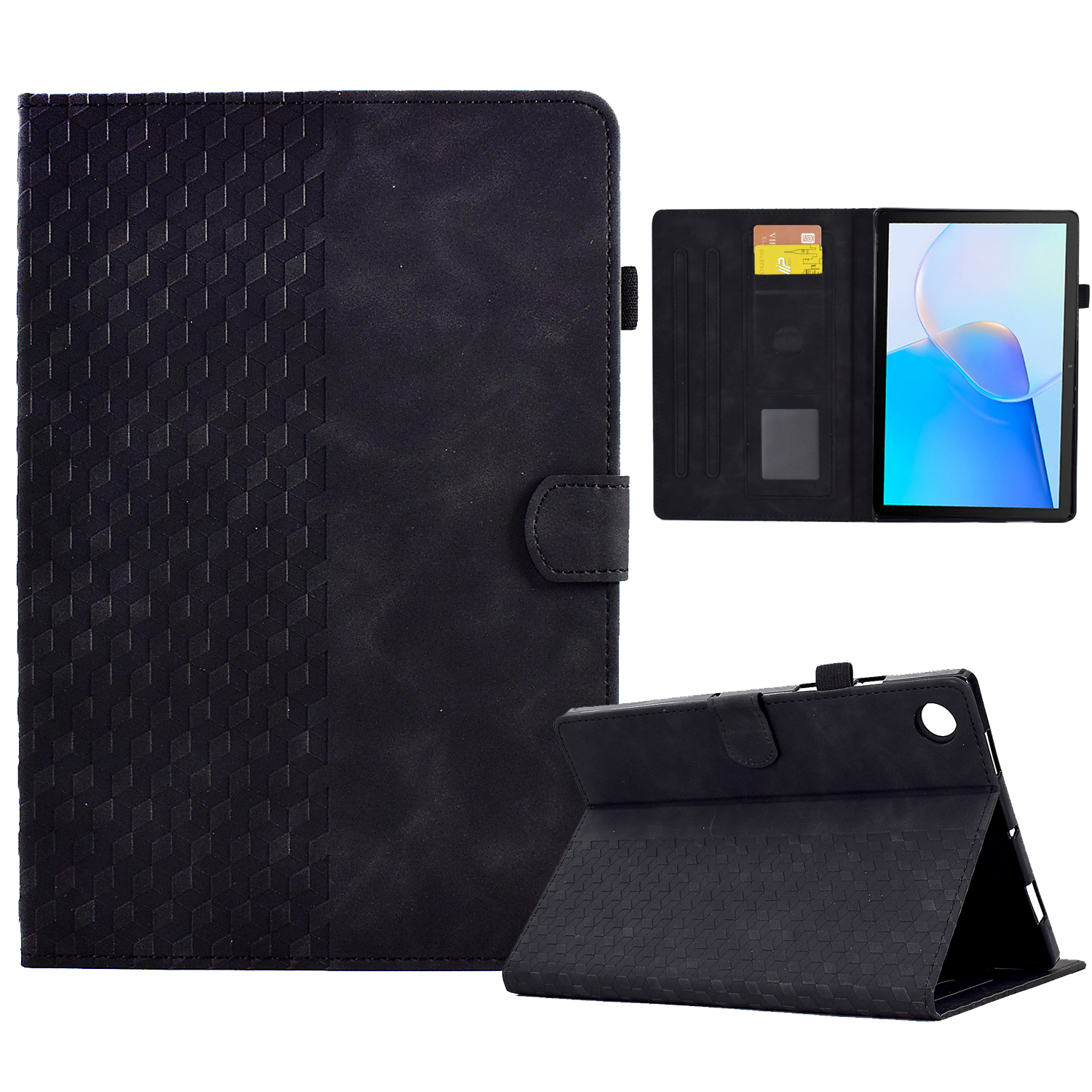 

Für Huawei Matepad SE 10.4-zoll A5 PU Leder Smart Tablet Häuschenmuster Geprägter Standabdeckung Mit Kartensteckplätzen - Schwarz, Huawei MatePad SE 10.4-inch
