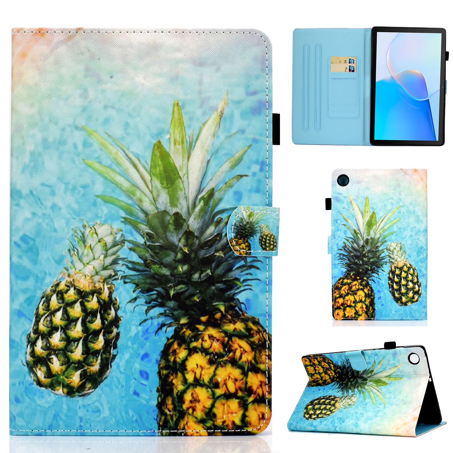 

Für Huawei Matepad SE 10.4-zoll A2 PU Leder-ständer Cover Muster Druckkartenschlitztablette Hülle - Ananas, Huawei MatePad SE 10.4-inch