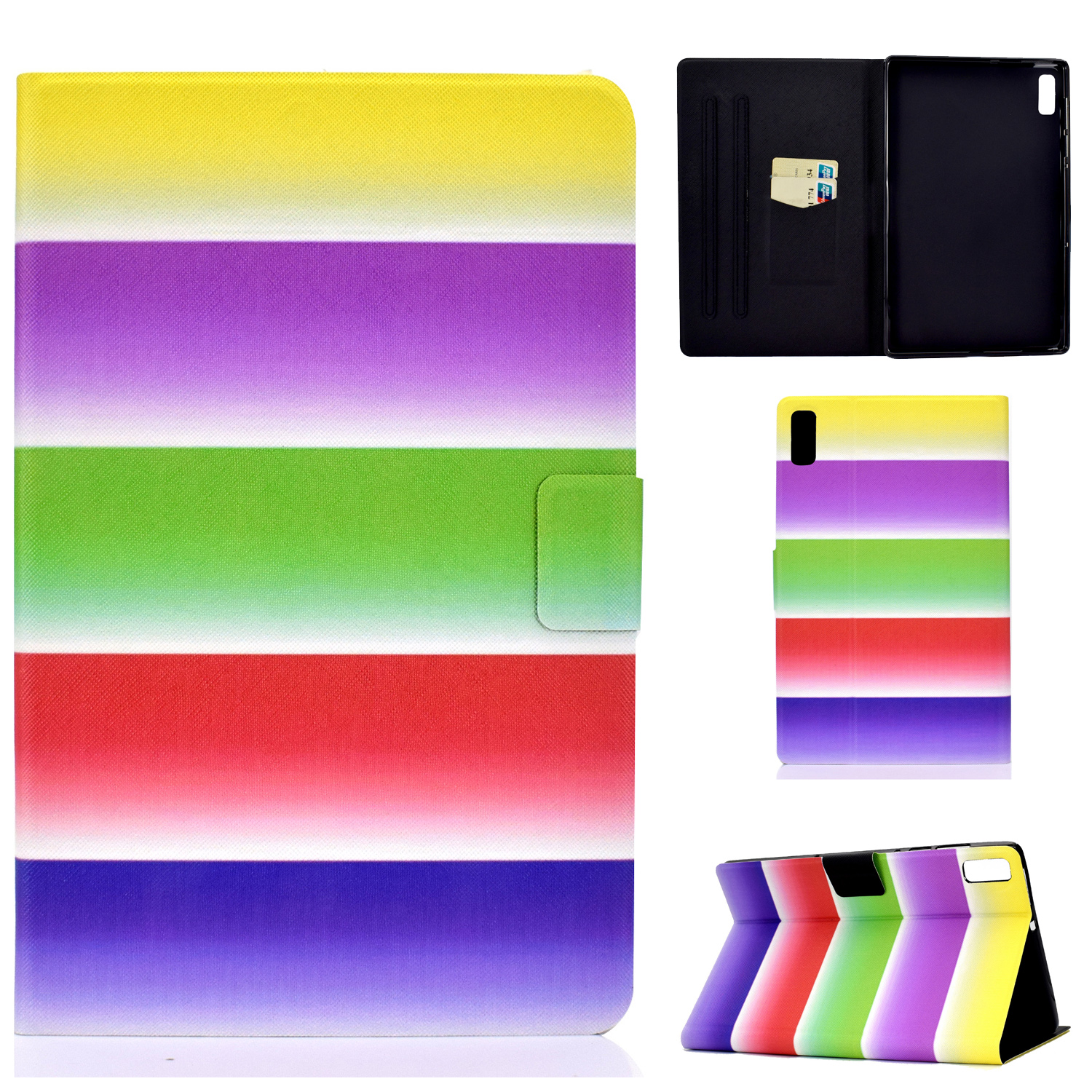 

Für Lenovo Tab M9 TB-310FU A3 Muster Druckschaftschaft Kost PU Leather Card Slot Tablet Abdeckung - Regenbogen, Lenovo Tab M9