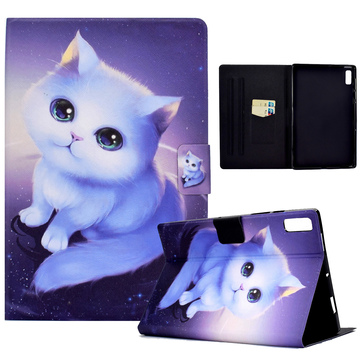 

Für Lenovo Tab P11 Gen 2 TB-350 Lederstand Tablet Hülle A4 Muster Druckkartenhalter Schutzabdeckung - Katze, Lenovo Tab P11 Gen 2