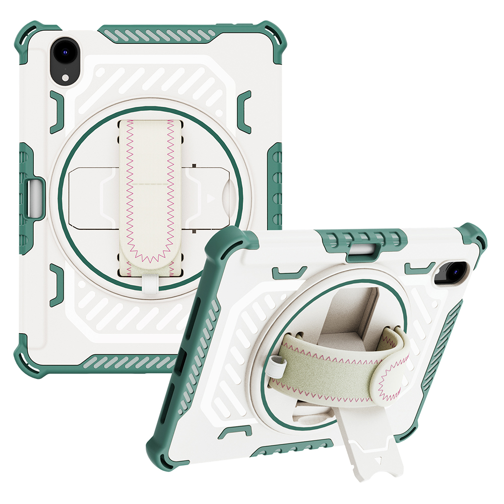 

Für Ipad Mini (2021) Typ-a-pc + Tpu-tablet-hülle Rotary Kickstand Handriemenabdeckung - Grün, iPad mini (2021)