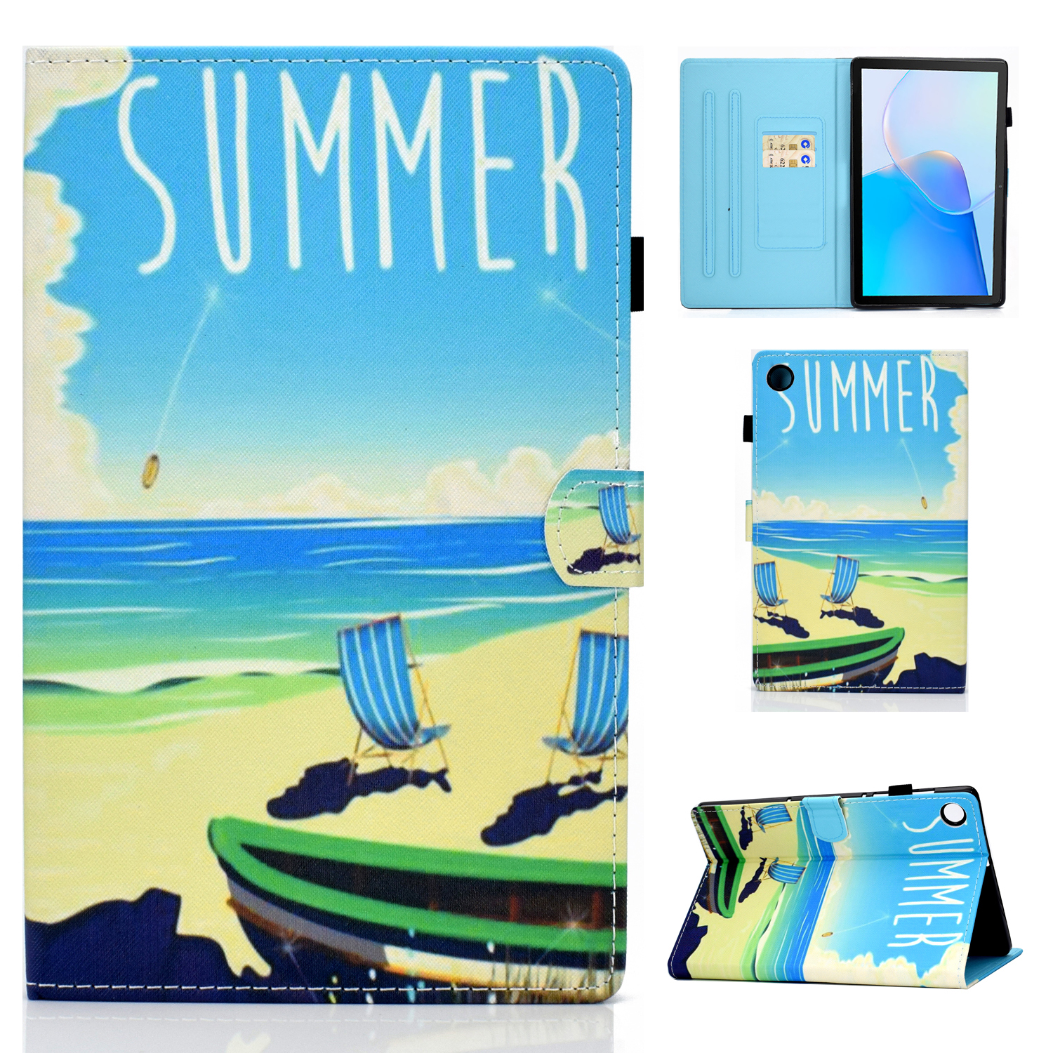 

Für Huawei Matepad SE 10.4-zoll-stand Tablet-hülle Ledermuster Mit Kartenschlitzen - Meer ------- Strand, Huawei MatePad SE 10.4-inch