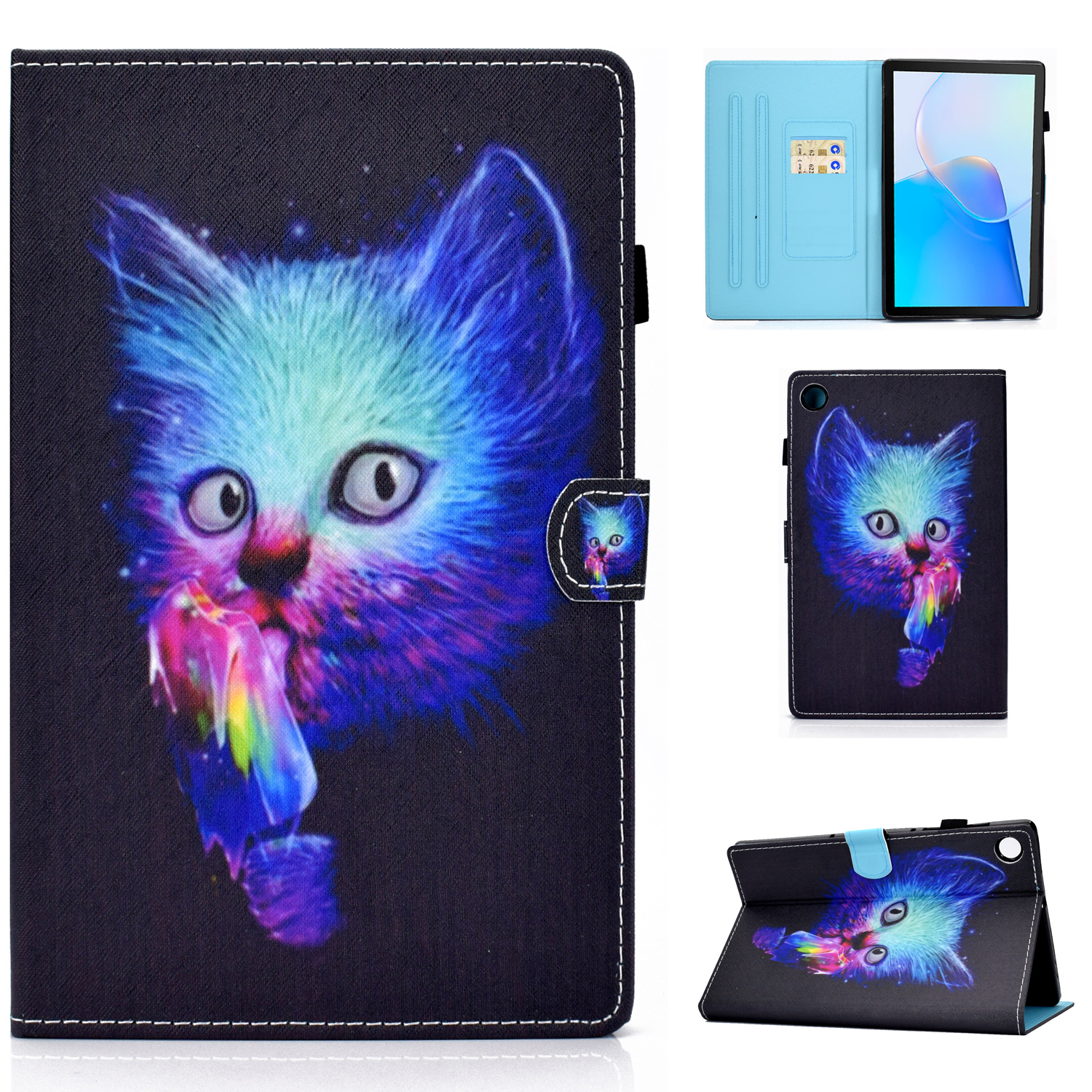 

Für Huawei Matepad SE 10.4-zoll-stand Tablet-hülle Ledermuster Mit Kartenschlitzen - Farbenfrohe Katze, Huawei MatePad SE 10.4-inch