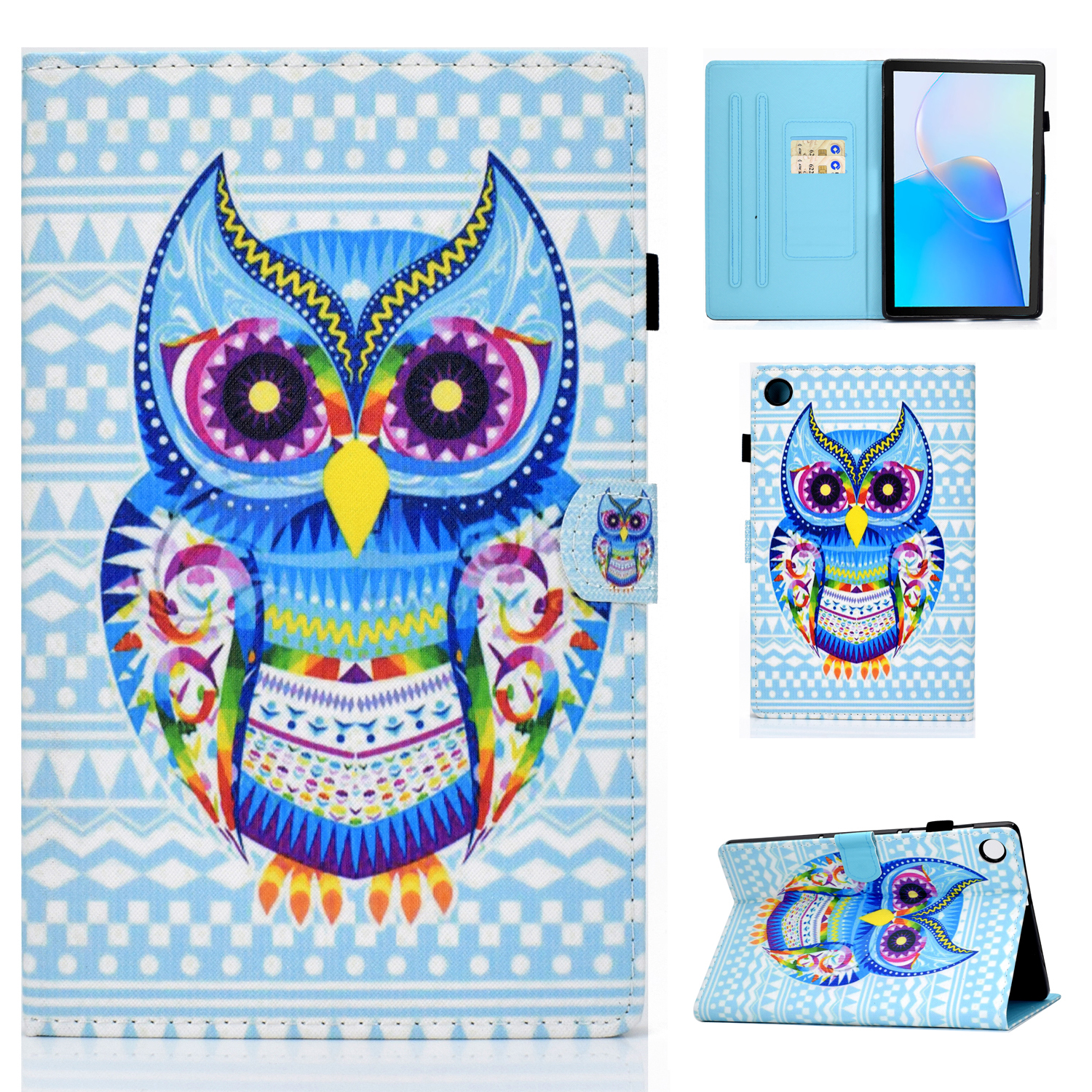 

Für Huawei Matepad SE 10.4-zoll-stand Tablet-hülle Ledermuster Mit Kartenschlitzen - Farbenfrohe Eule, Huawei MatePad SE 10.4-inch