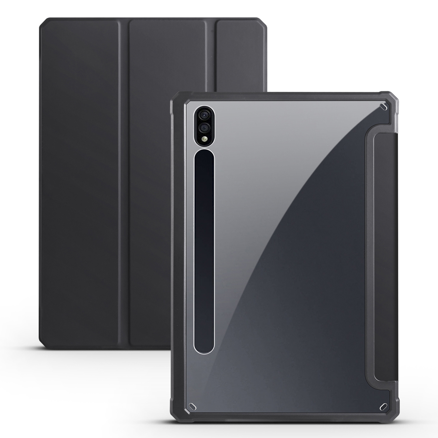 

Für Samsung Galaxy Tab S8 Ultra Trifold Stand Tablet Case PU Leder + TPU + Acryl Intelligent - Schwarz, Galaxy Tab S8 Ultra