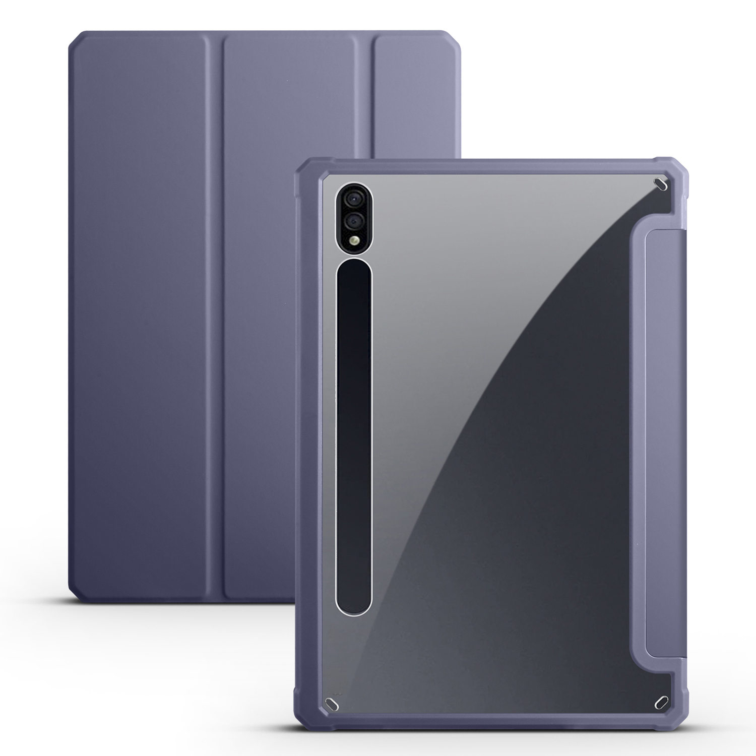

Für Samsung Galaxy Tab S8 Ultra Trifold Stand Tablet Case PU Leder + TPU + Acryl Intelligent - Lila, Galaxy Tab S8 Ultra