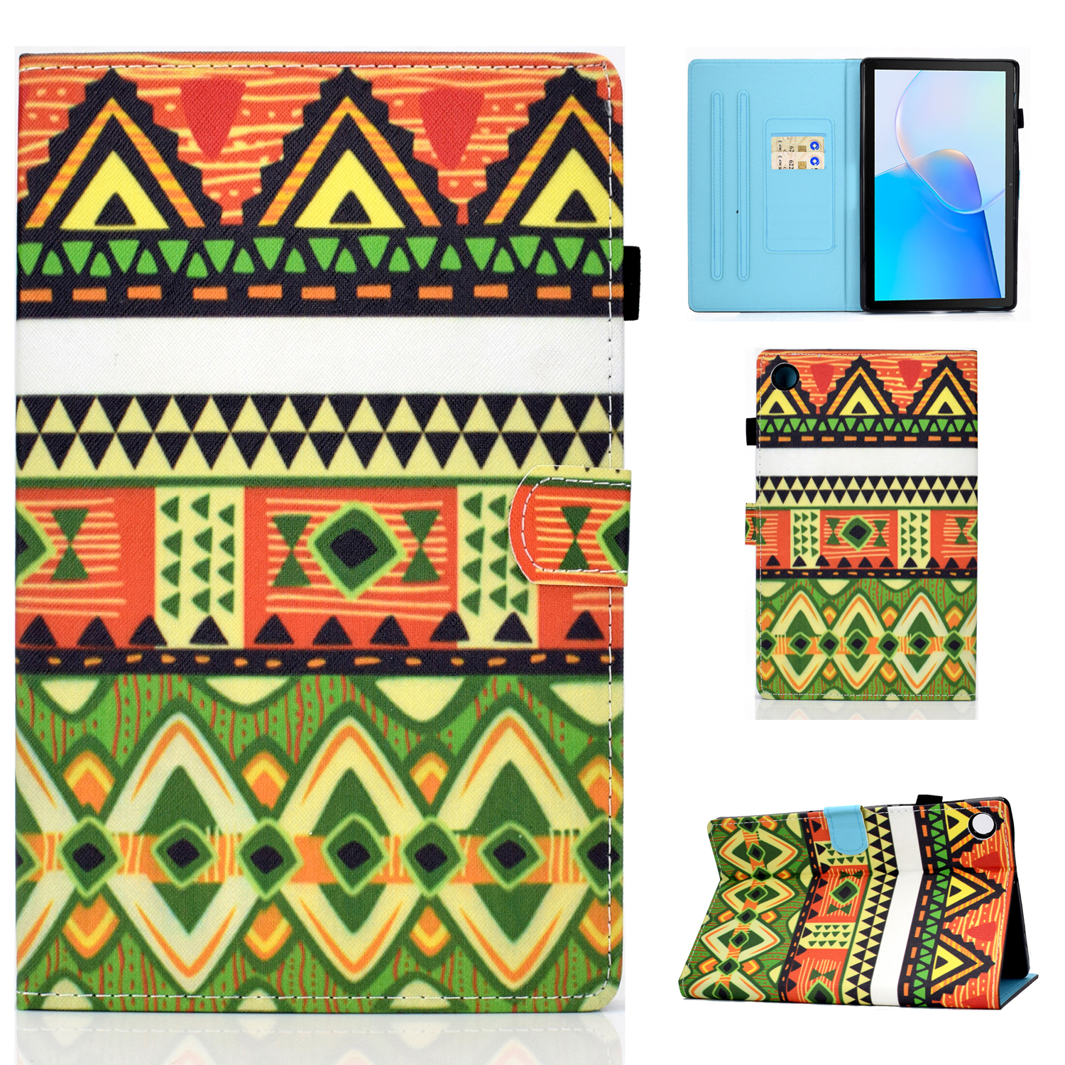 

Für Huawei Matepad SE 10.4-zoll 2022 Stich-leder-tablet-fallmuster-druckabdeckung Mit Kartensteckplätzen - Ethnischer Stil, Huawei MatePad SE 10.4-inch