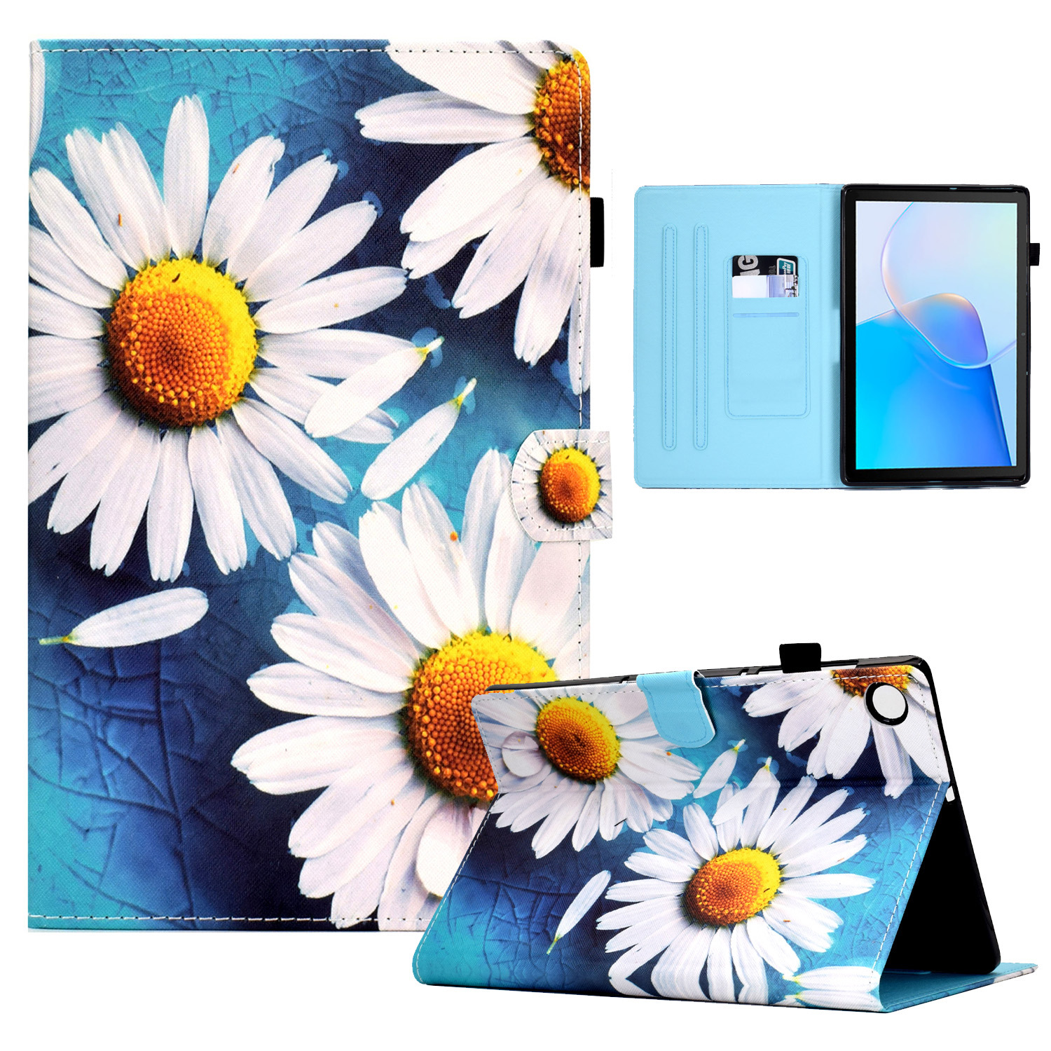 

Für Huawei Matepad SE 10.4-zoll 2022 Stich-leder-tablet-fallmuster-druckabdeckung Mit Kartensteckplätzen - Sonnenblume, Huawei MatePad SE 10.4-inch