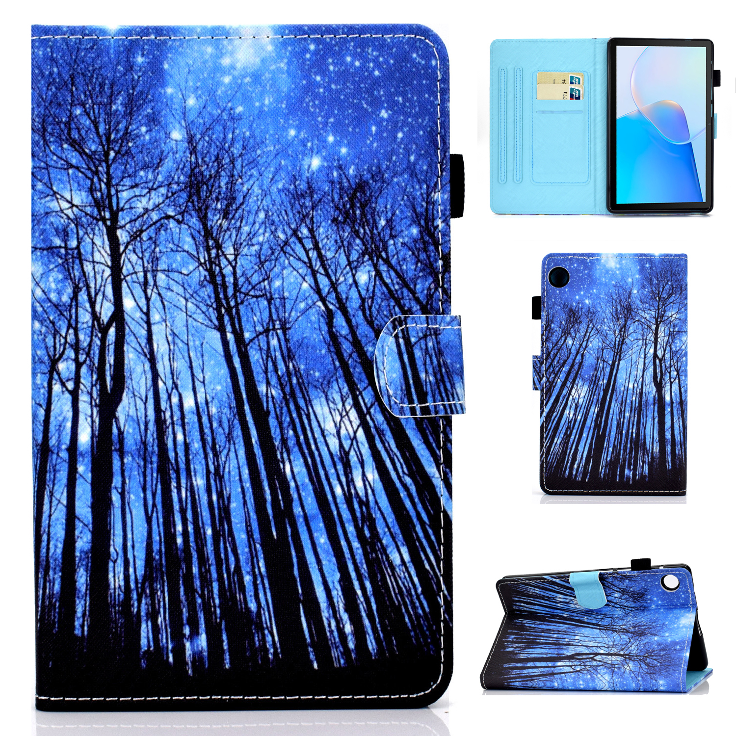 

Für Huawei Matepad SE 10.4-zoll 2022 Stich-leder-tablet-fallmuster-druckabdeckung Mit Kartensteckplätzen - Wald, Huawei MatePad SE 10.4-inch