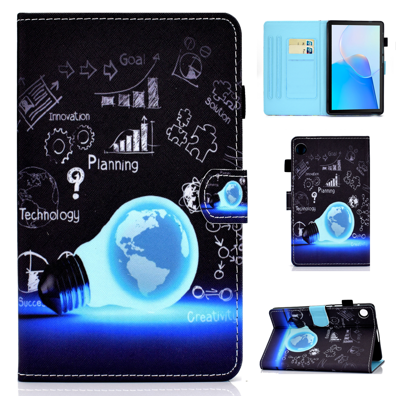 

Für Huawei Matepad SE 10.4-zoll 2022 Stich-leder-tablet-fallmuster-druckabdeckung Mit Kartensteckplätzen - Birne, Huawei MatePad SE 10.4-inch